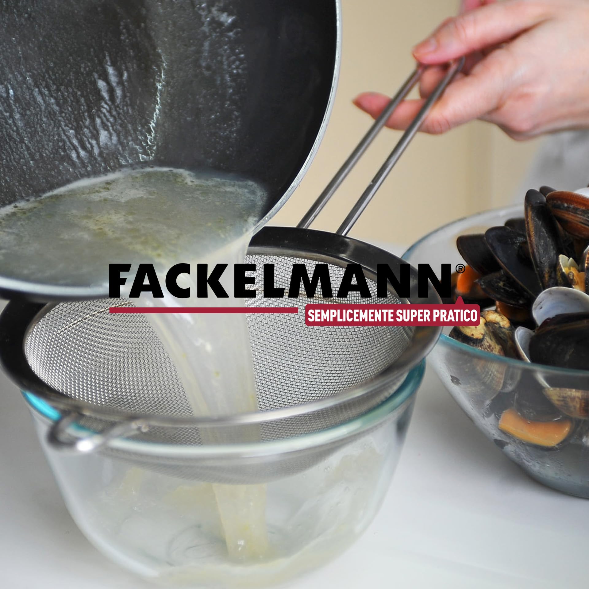 Fackelmann Set 3 Colini in acciaio inox, Colino da cucina a rete fine per farina, zucchero a velo, riso, tè, setaccio per pasta, mini scolapasta per frutta e verdura, 10, 15, 19 cm