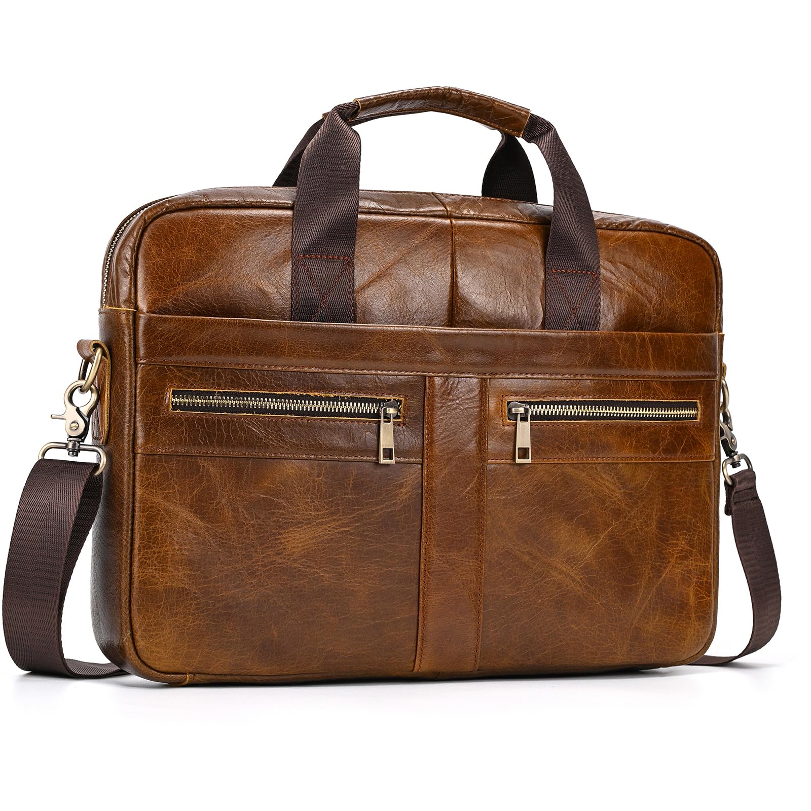 15,6 inch laptoptas voor heren, leer, aktetas, schoudertas