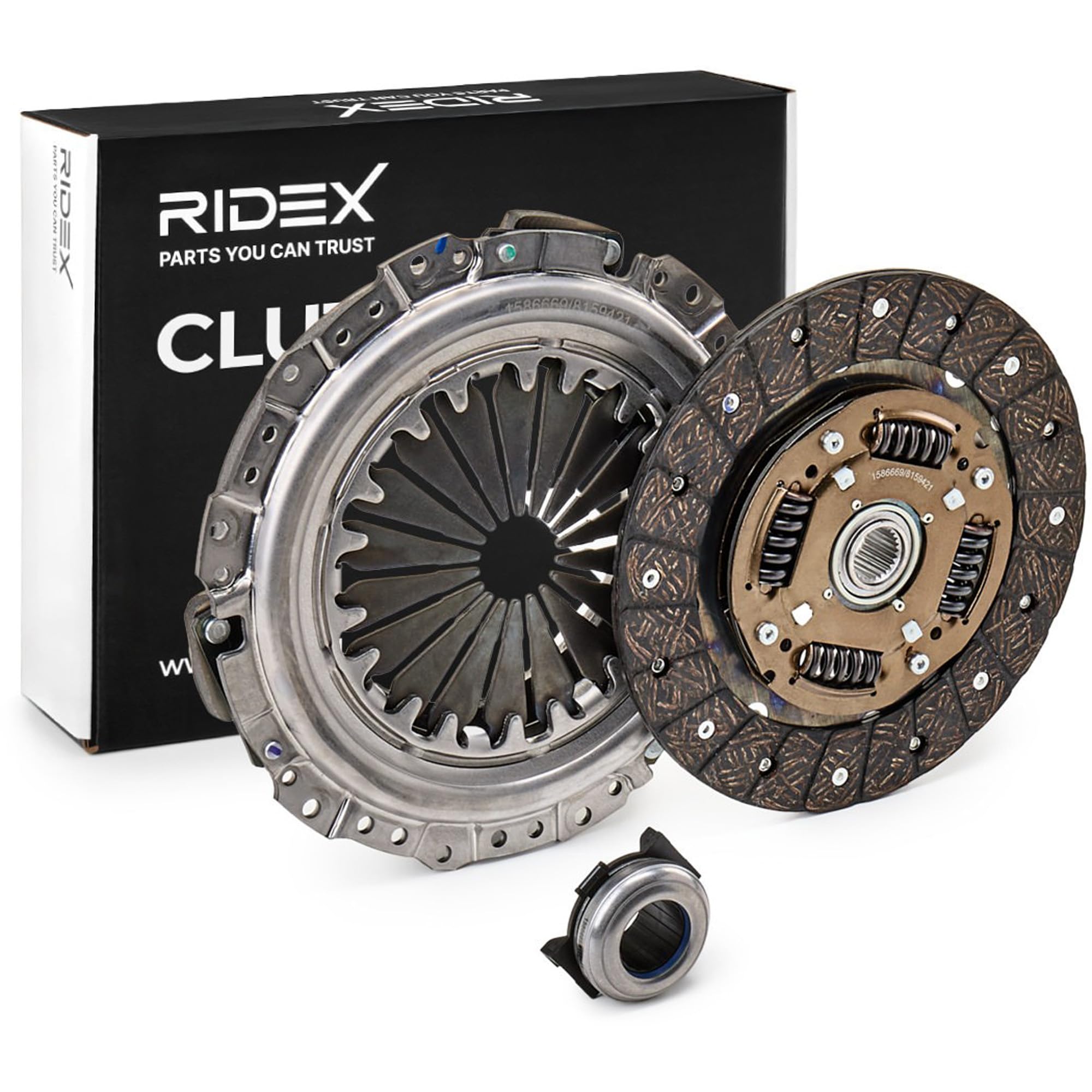 RIDEX 479C0090 Kit de embrague con placa de apriete de embrague con plato de embrague con cojinete de desembrague Compatible con RENAULT Clio 2 Hatchback BB, CB