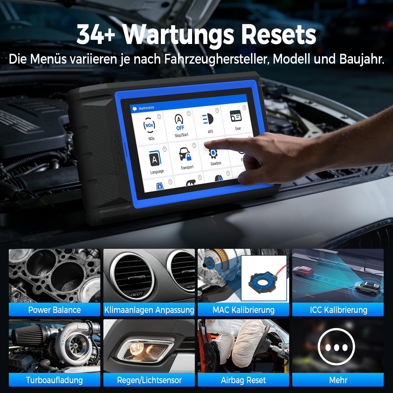 TOPDON VeriDiag X800 BT OBD2 Diagnosegerät für alle Fahrzeuge, Bidirektionales Diagnosegerät Auto mit 34 Servicefunktionen, Alle Systemdiagnosen FCA/SFD-Unterstützung, 2 Jahre kostenlose Upgrad