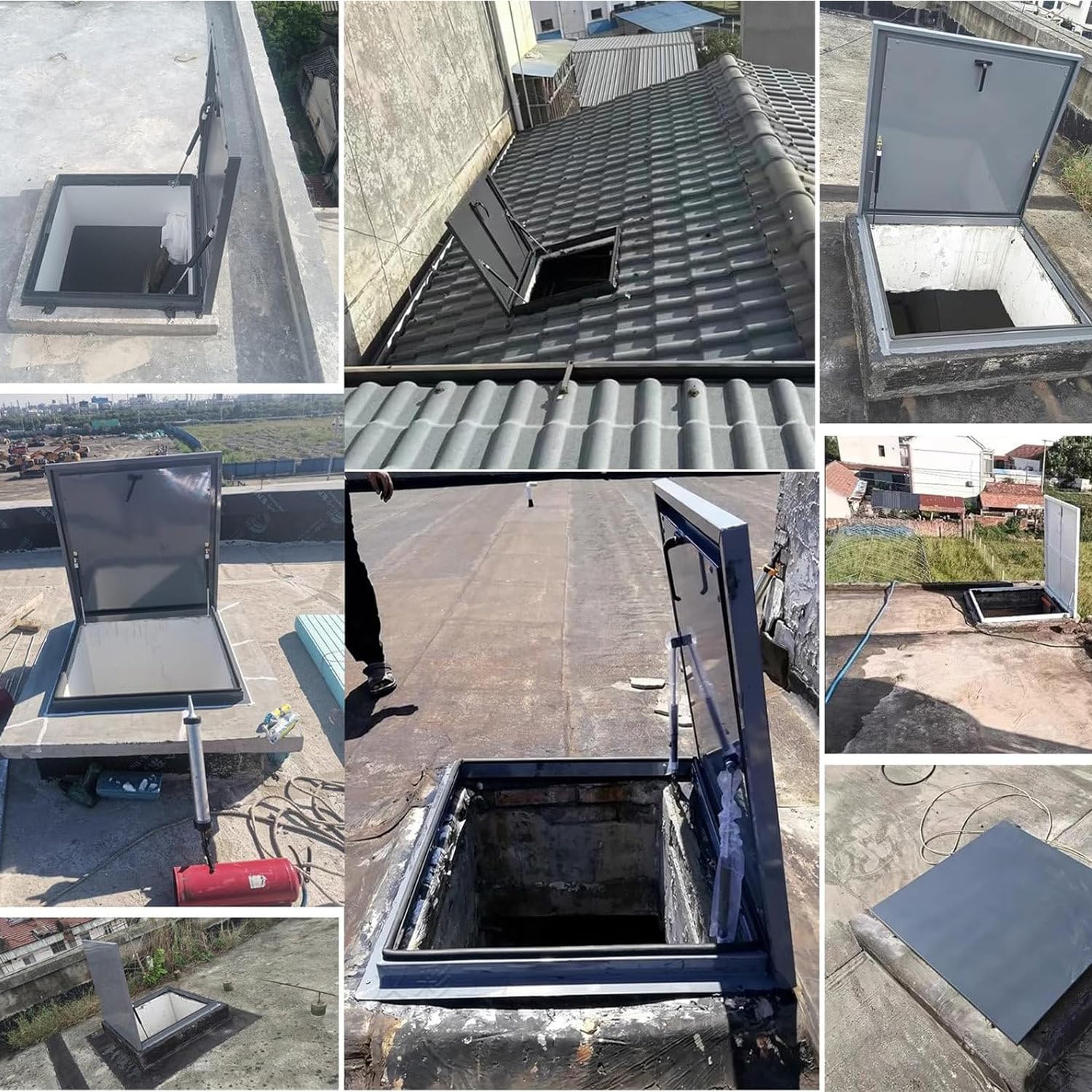 Claraboyas, Tapa De Trampilla Acceso Al Techo Galvanizada Con Tira Sellado(65x65cm/25.6x25.6in)