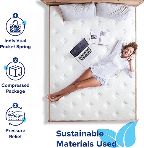 Miniatura 5 de Colchón Olee Sleep de 12pulgadas híbrido de espuma viscoelástica y muelles Memory Foam gris Completo