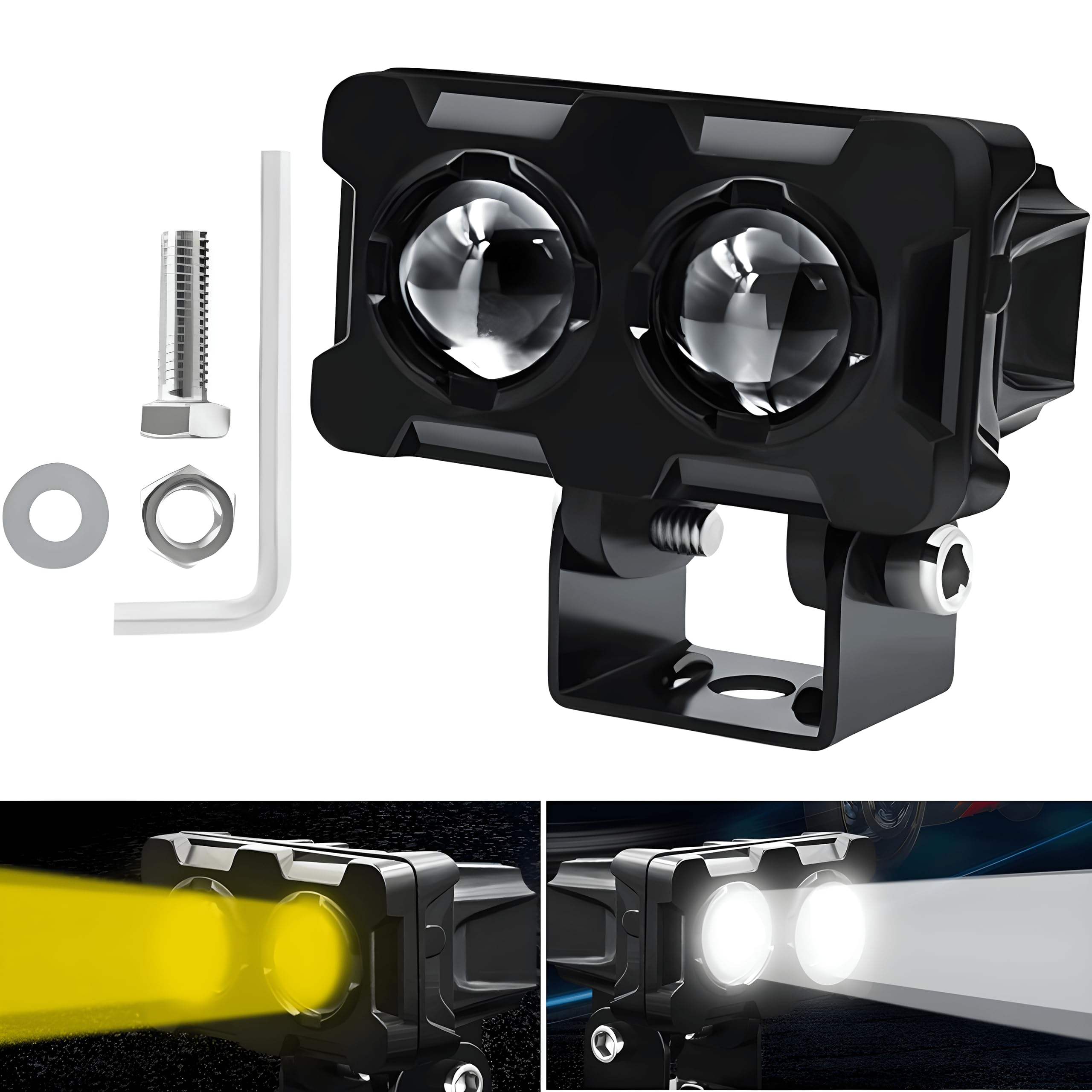 Motorcycle Led Spotlight, (3 months warranty) Fog Light for Universal Bike White, Yellow (40W, 12V) (Pack Of 1)