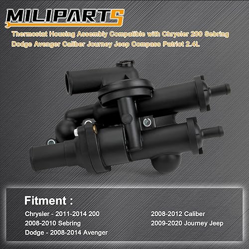 Miniatura 2 de Conjunto de carcasa del termostato del motor compatible con Chrysler Sebring Dodge Avenger Caliber Journey Jeep Compass Patriot 1.8L 2.0L 2.4L