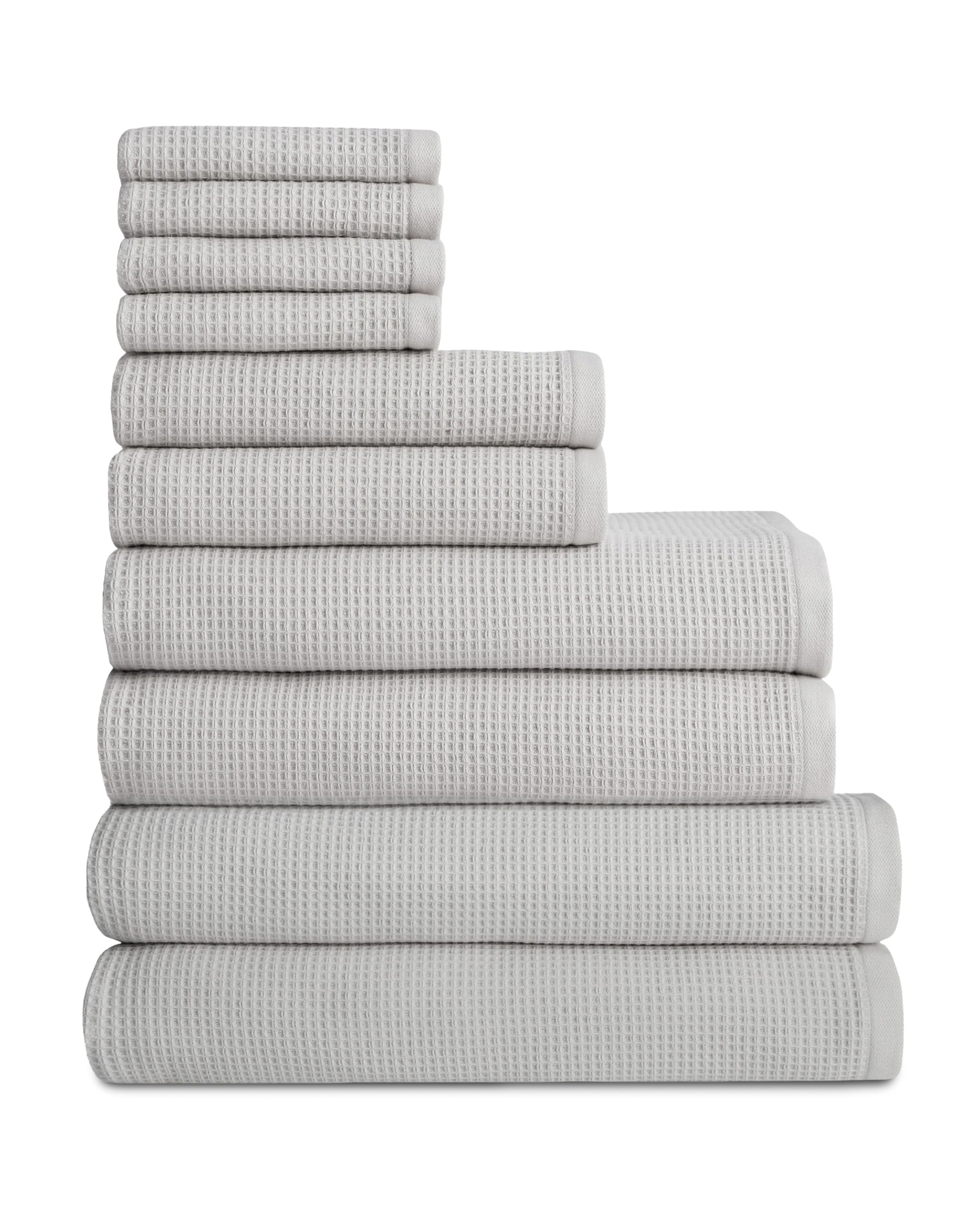 Light Grey Waffle Bath Towel Bundle