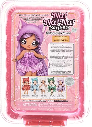 Miniatura 7 de Na! Na! Na! Surprise Sweetest Gems™ Juno Summers - Muñeca de moda de 7.5 pulgadas, piedra natal de amatista clara inspirada con cabello lavanda,