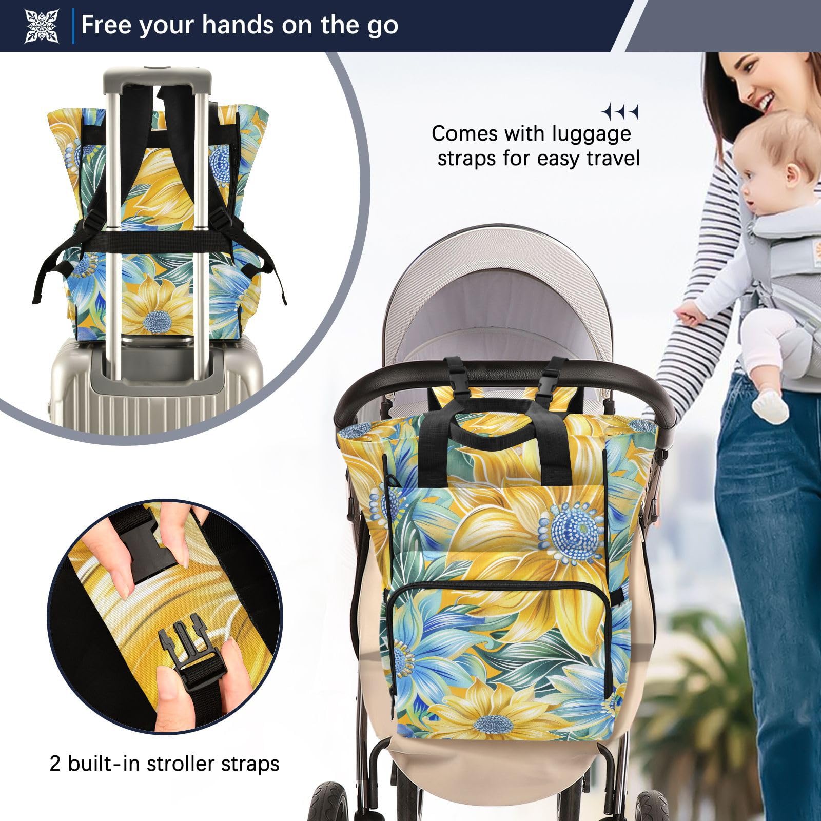 Borse Da Viaggio Pannolino Boho Giallo Chiaro Blu Bloom