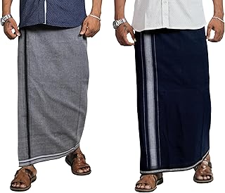 Mens Cotton Kerala Thalapathi Border Single (1.28x2.00 mtrs) Dhoti for Mens