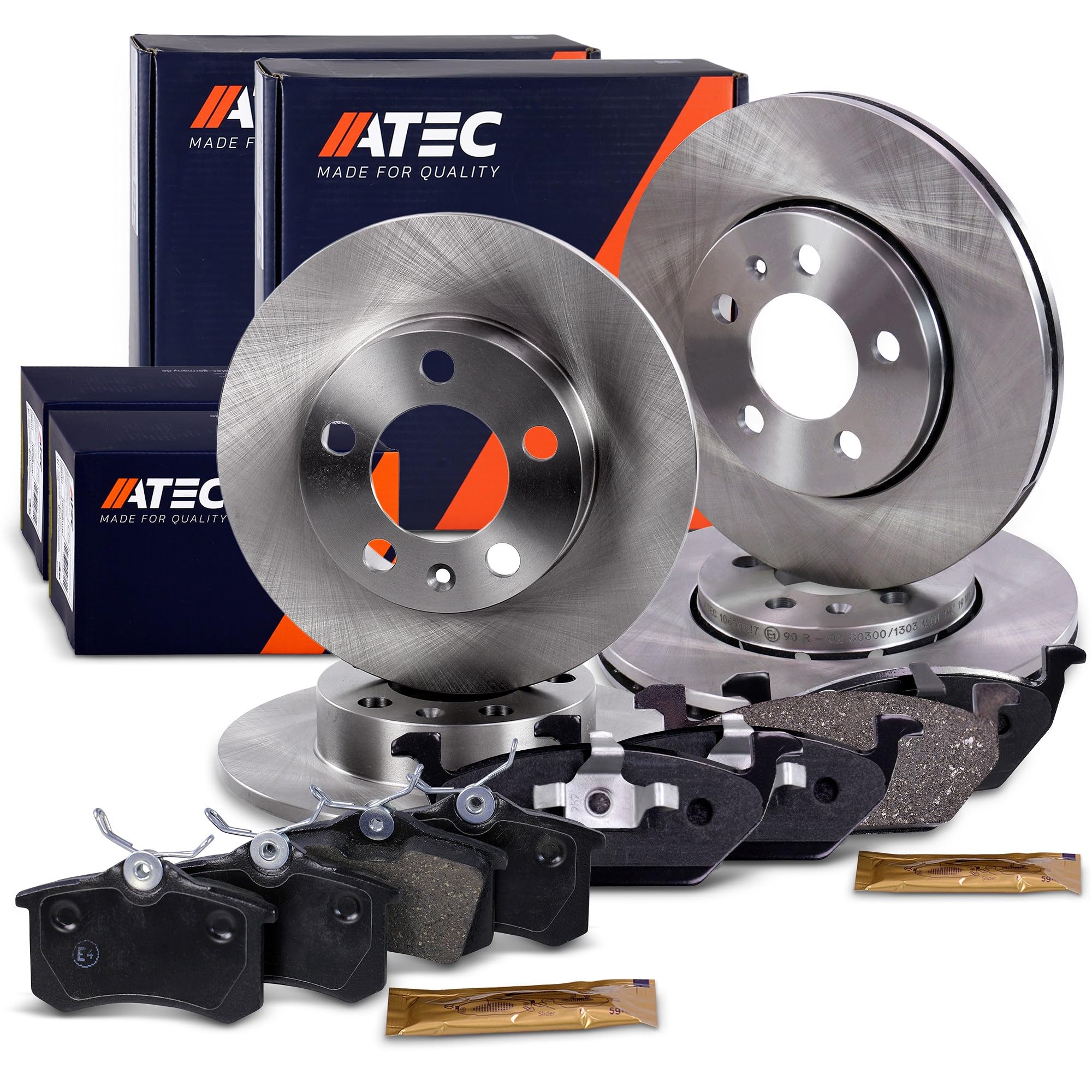Set di freni ATEC Germany incl. dischi freno anteriori Ø 256 mm ventilati + | Compatibile con: AUDI A1, A1 Sportback, A3, SEAT CORDOBA, IBIZA III, IBIZA IV, IBIZA IV SC, IBIZA IV ST, LEON, TOLEDO II
