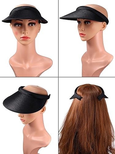 Miniatura 5 de Syhood 3 sombreros con visera para el sol, sombrero de golf para mujer, de ala ancha y ajustable, con clip, para playa, con ala grande