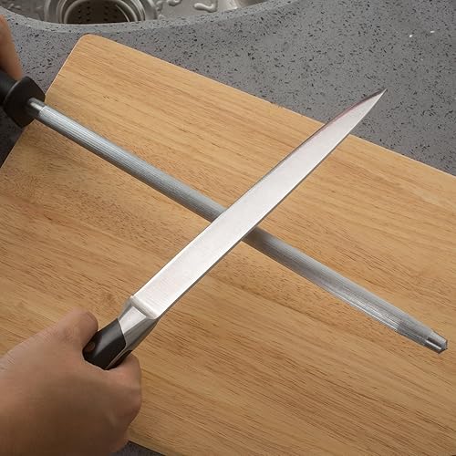 Miniatura 6 de Acero de afilado de cuchillos negro de acero cepillado de diamante profesional, 12 pulgadas