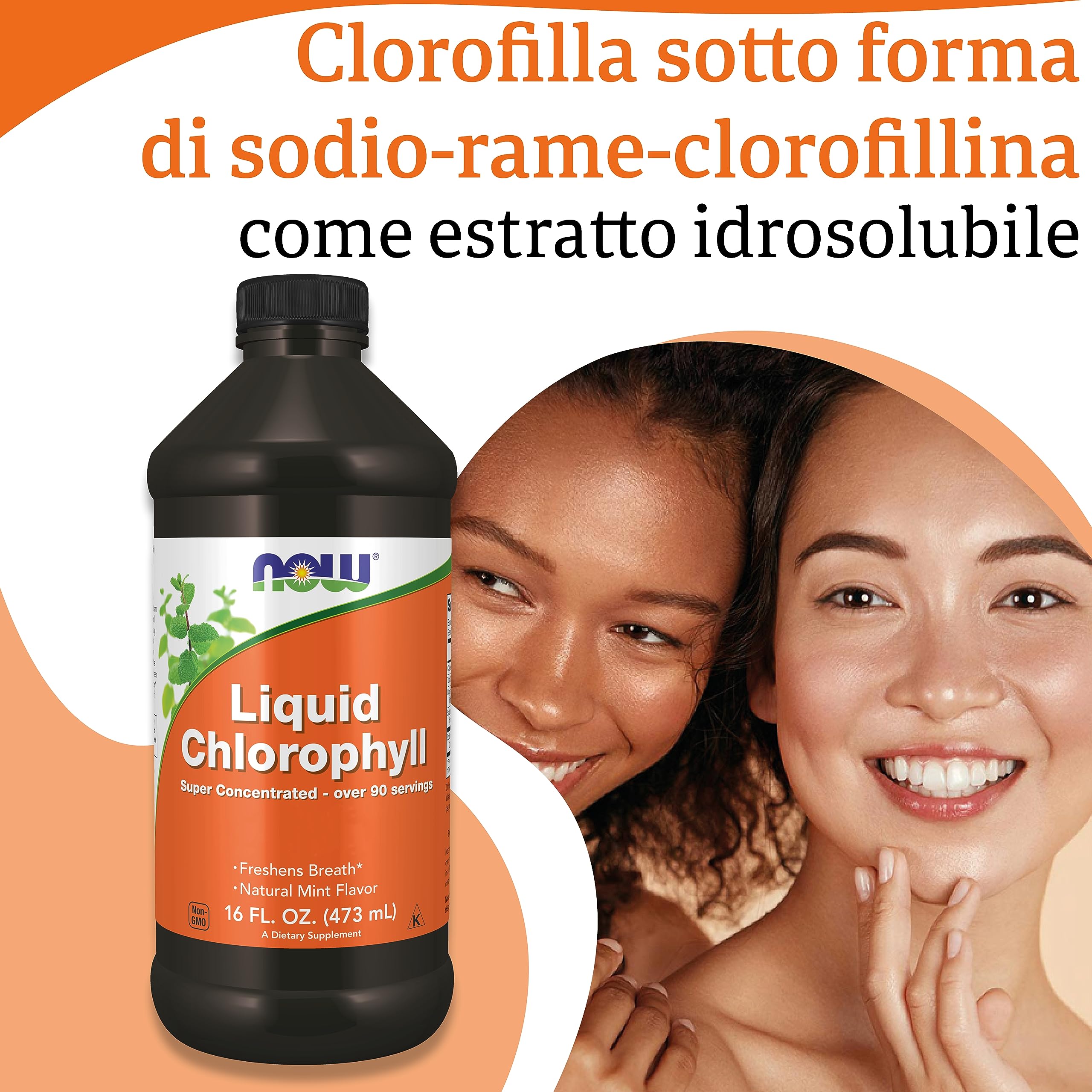 Now Foods, Liquid Chlorophyll, Sapore di Menta, 473 ml Clorofilla Liquida vegana, Testata in Laboratorio, Senza Glutine, Senza Soia, Vegetariana