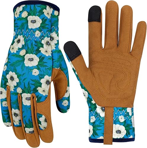 Guantes de jardinería de cuero para mujer, guantes de jardín a prueba de espinas, guantes de trabajo para pantalla táctil, regalos