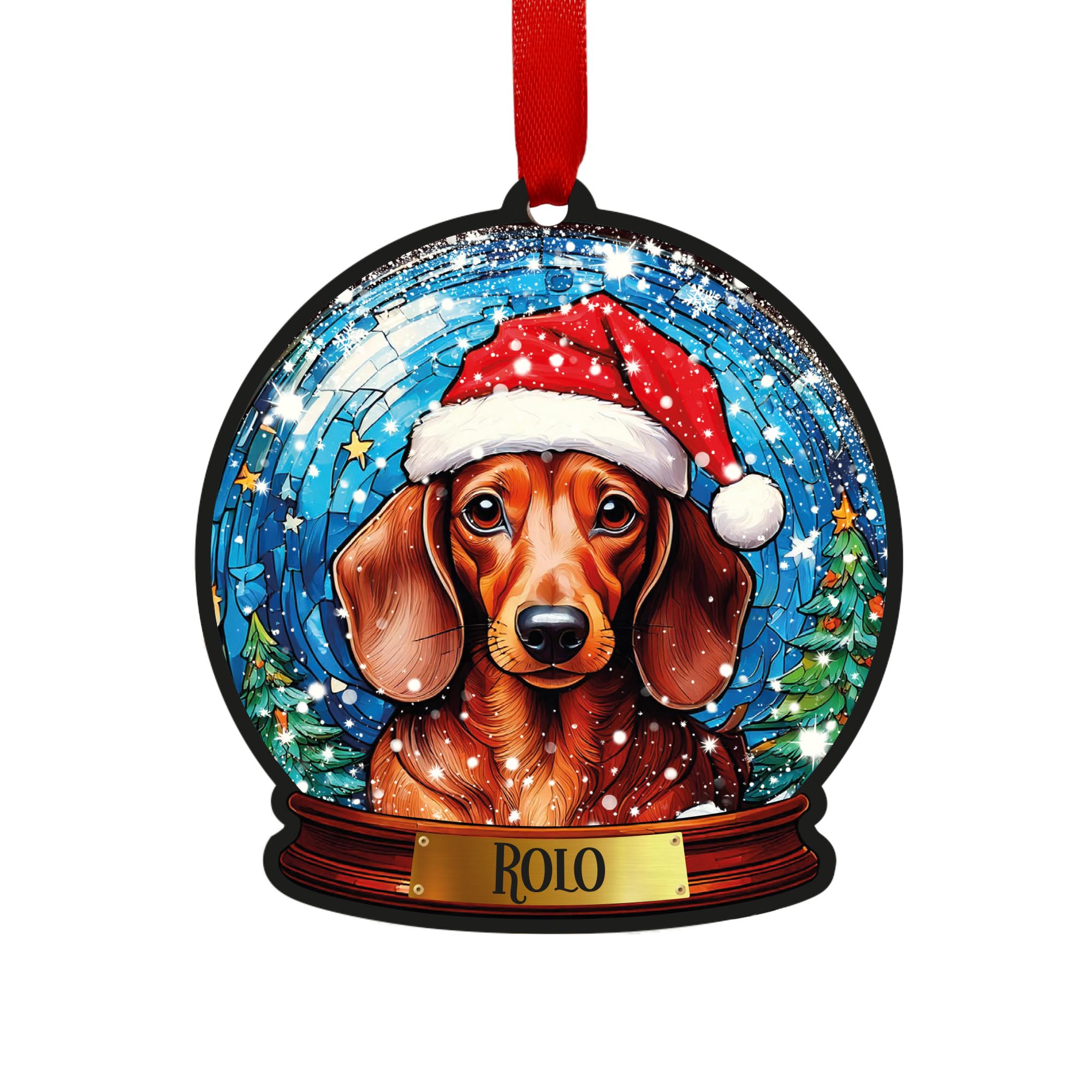 Dachshund Red Personalised Snow Globe Decoration