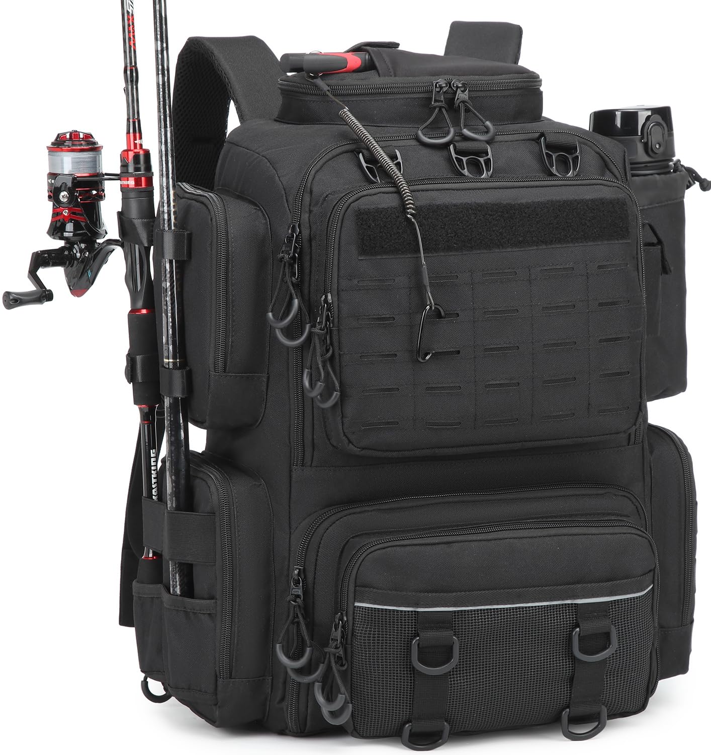 Zaino da pesca da 50 l, con porta canna da pesca, impermeabile, per attrezzatura da pesca (senza scatola per esca)