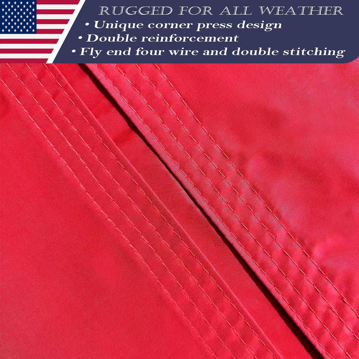 Double Sided Embroidered United States Marine Corps Flag 3x5 Outdoor Made In USA- Heavy Duty 3Ply Nylon US Marine Corps Flags Banners with White Starting Tape and 2 Brass Grommets - Image 4