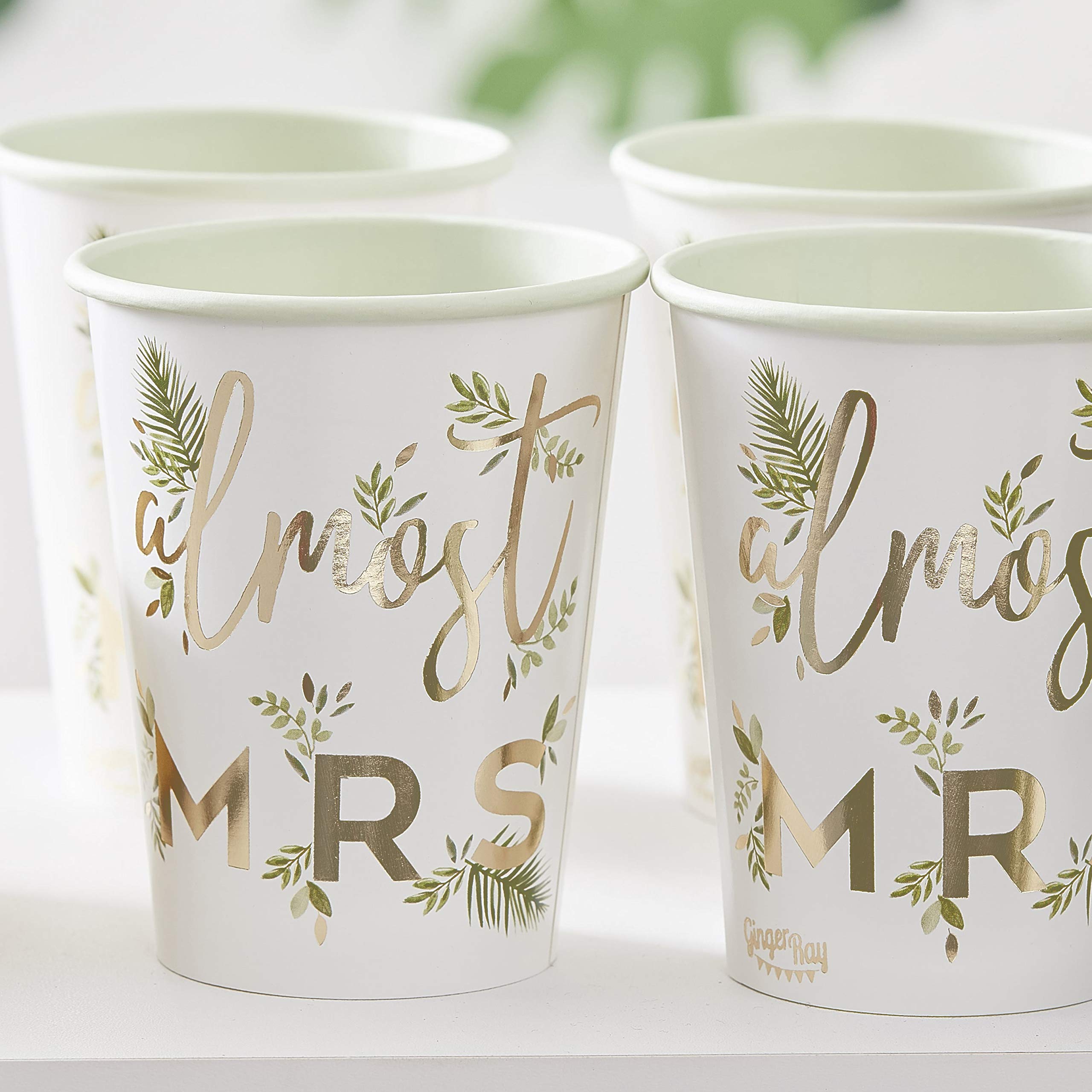 Ginger RayGold Foiled Almost Mrs Paper Hen Party Cups, 9.5 cm Height