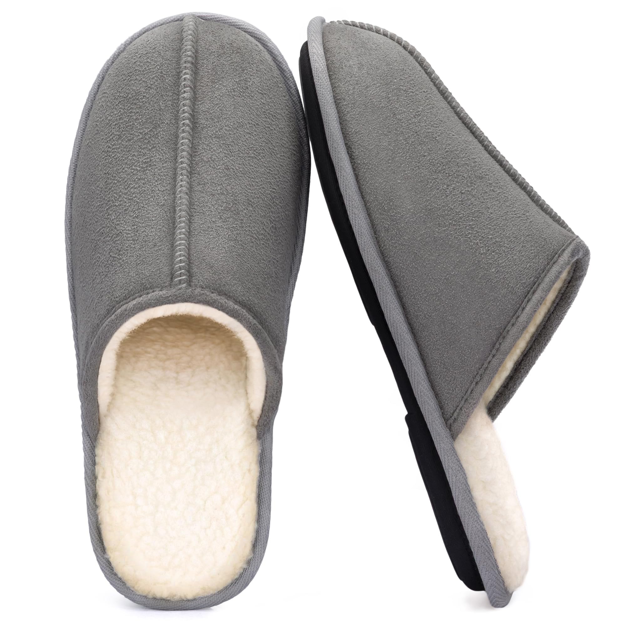 RockDove Mens Drift Micro-Suede Scuff Slipper with Soft Sherpa Fleece Lining Memory Foam Insole Anti Slip Sole