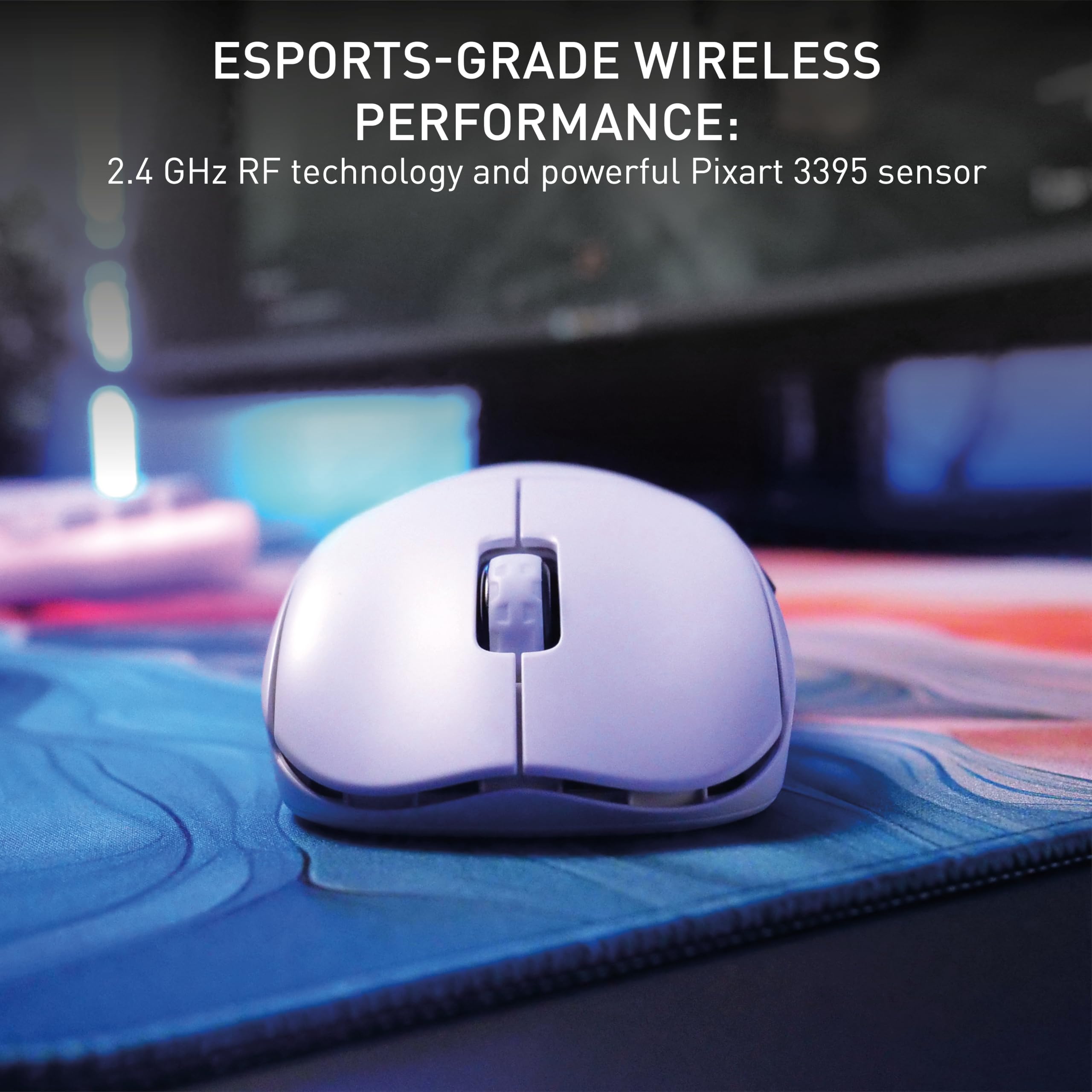 CHERRY XTRFY M68 Pro Wireless, ultraszybka bezprzewodowa Mysz do Gier, 2,4 GHz, Zoptymalizowany dla e-sportu, symetryczny kształt z płaskim przodem, Biały