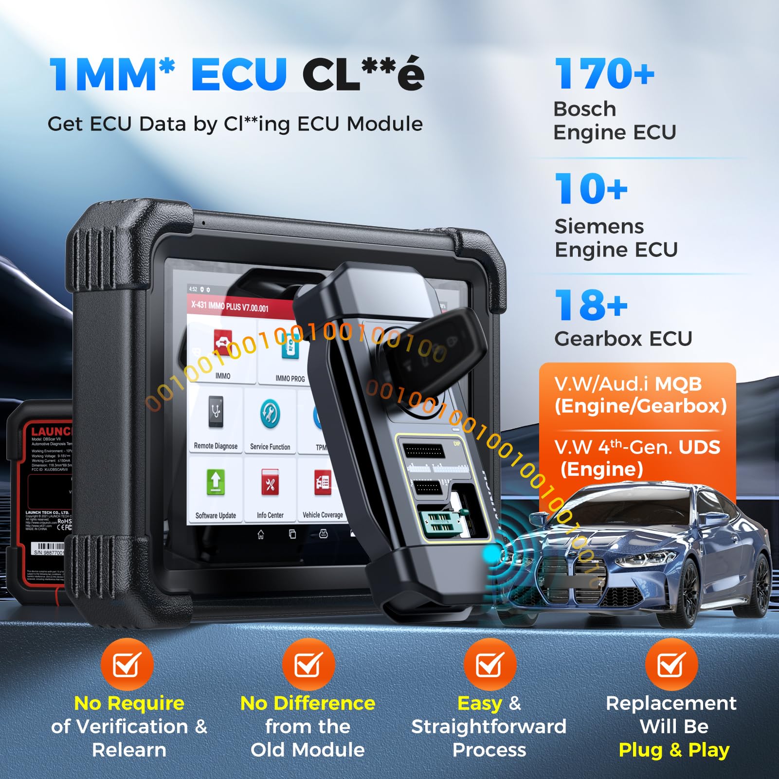 Launch X431 IMM0 Plus con Herramienta PROG3, Diagnóstico de Todos los Sistemas, Herramienta de Escaneo para Codificación de ECU, 39 Servicios, Control Bidireccional, Actualizaciones Cada 2 Años