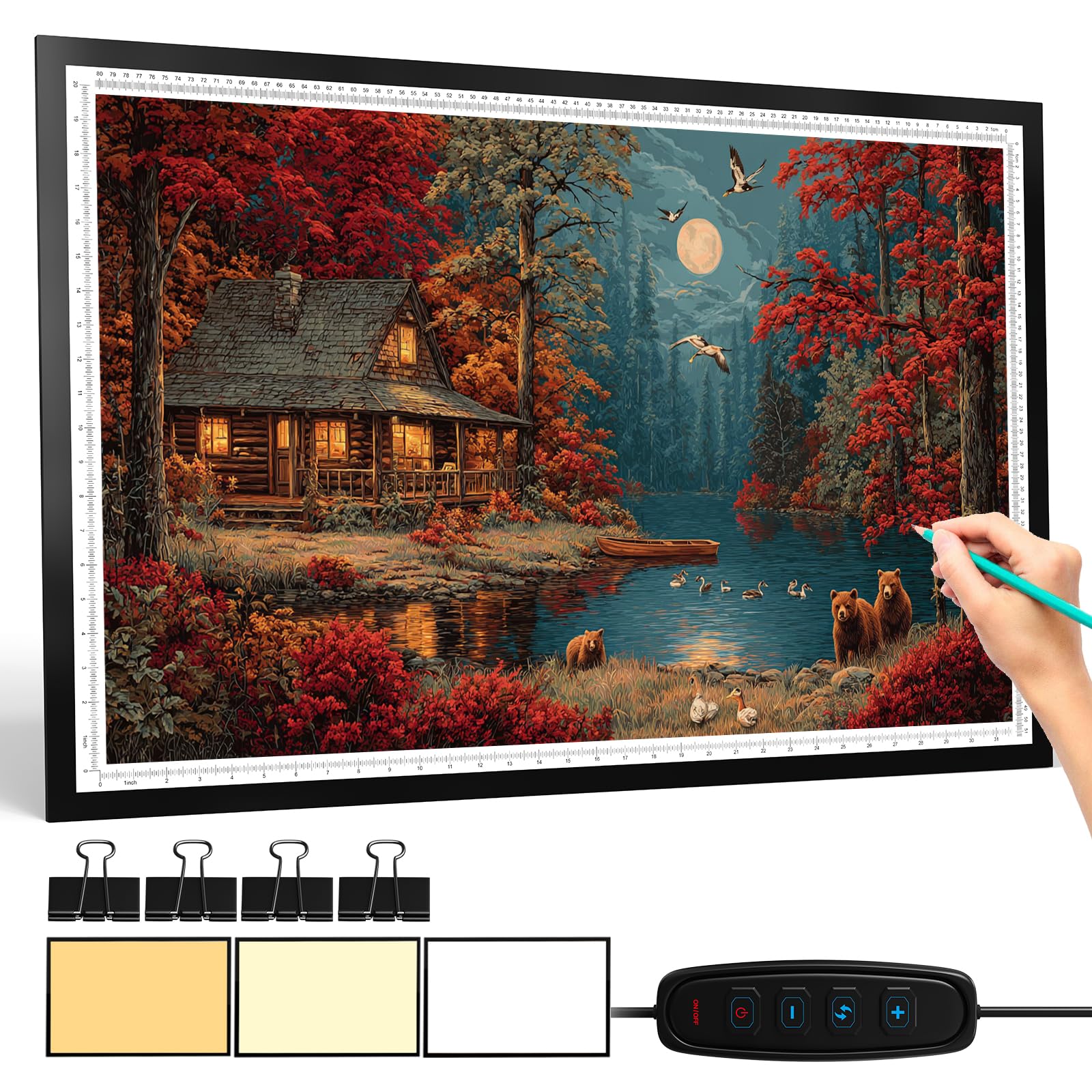Boîte lumineuse de traçage A1 avec 3 modes de couleur, 10 niveaux et gradation continue, table lumineuse DEAR CARBON pour tracer, dessiner, esquisser et désherber le vinyle