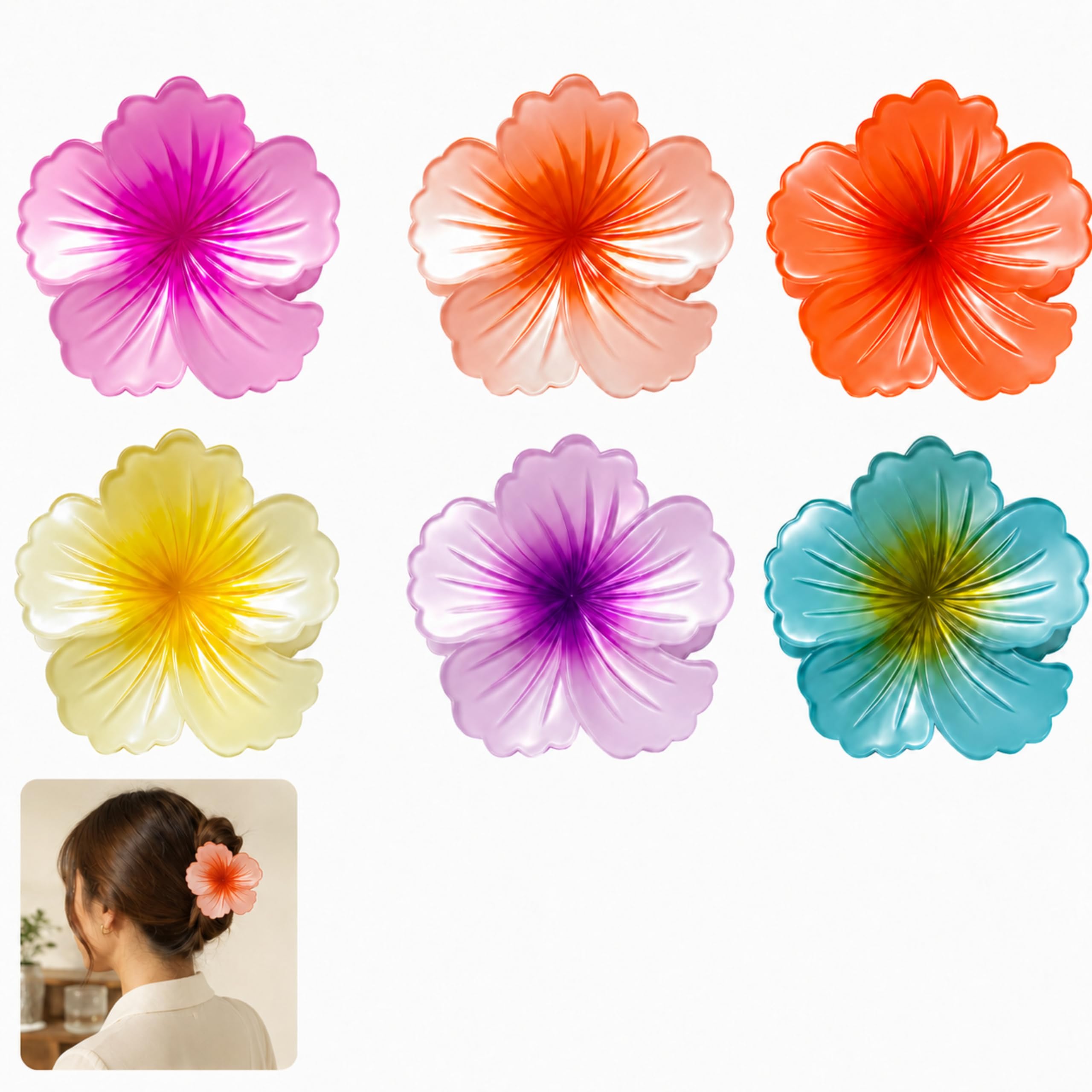 Flower Claw Clip 6 Pieces,Plumeria Flower Hair Accessories