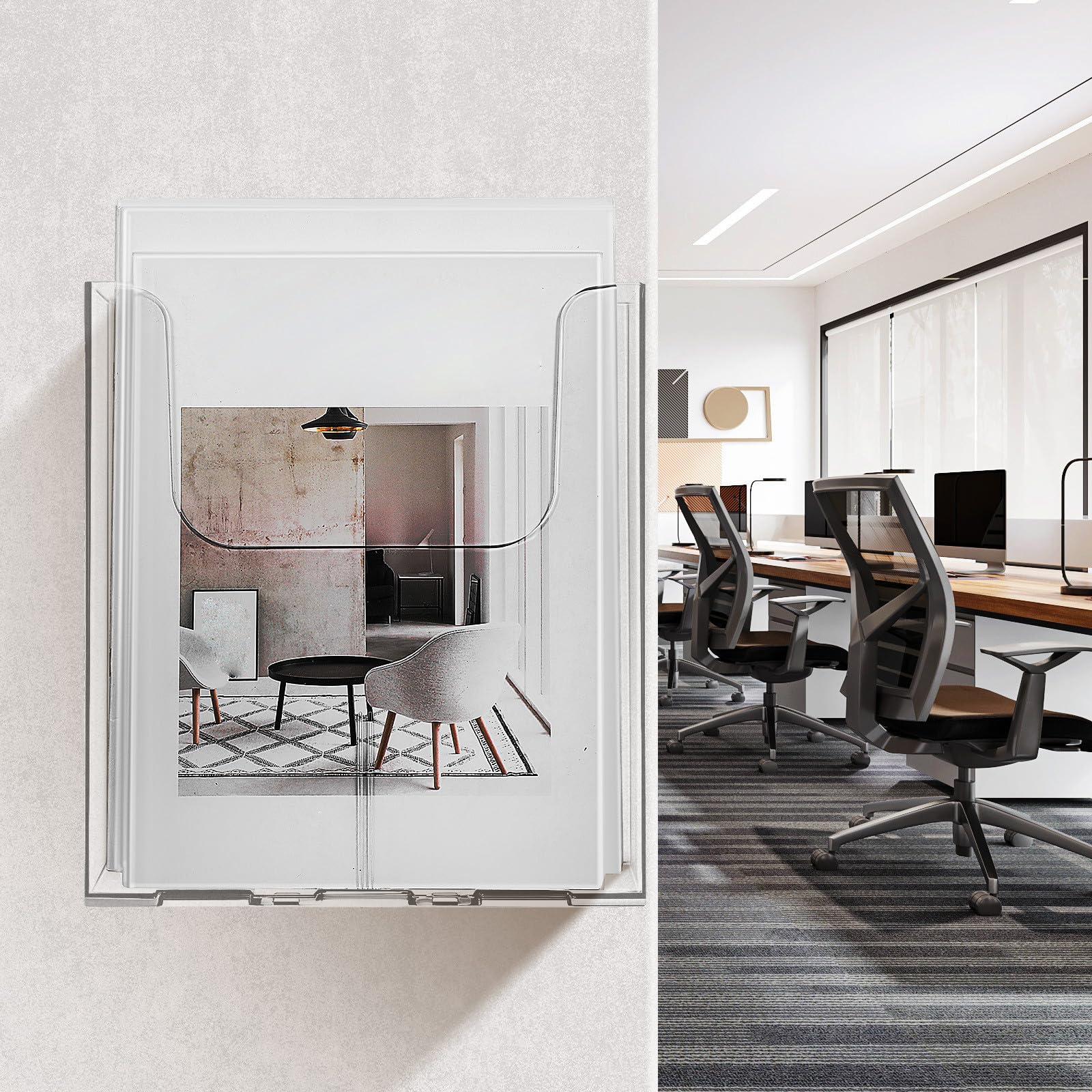 Levemolo Acryl Wandprospekthalter A4, 4er Set transparente Wandhalter für Flyer und Broschüren, mit Schrauben und Klebepads, für Büro und Empfang