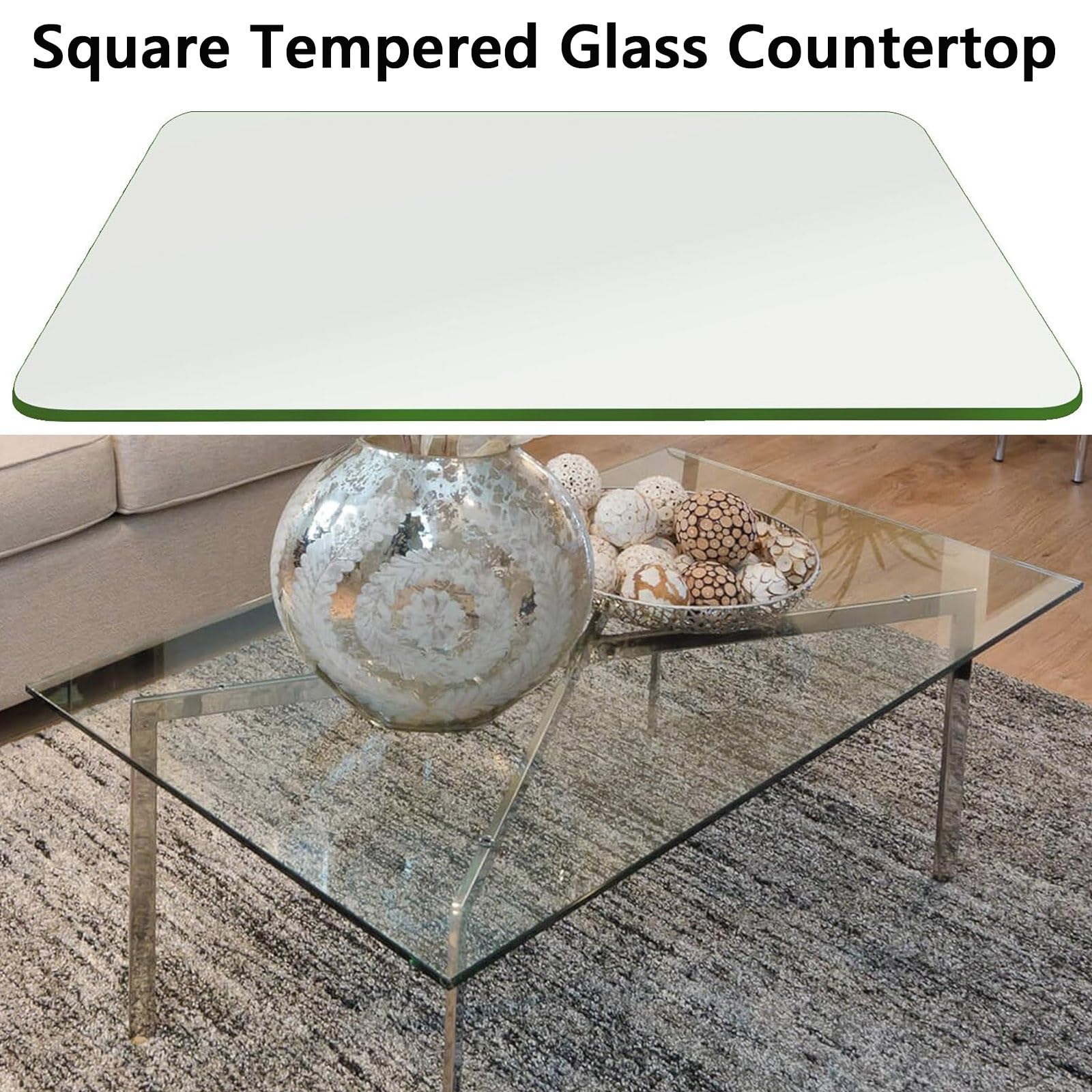 【引取限定】Glass Top Table Amazon.com: SXKJQER Rectangle/Square 8mm Thick Flat Edge Tempered