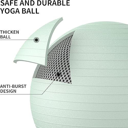 Miniatura 3 de FITMIND_ Extra Thick Exercise Ball Yoga Ball 22in26in30in for Workout Pregnancy Stability,Anti-Burst and Slip Resistant Swiss Ball with Pump for