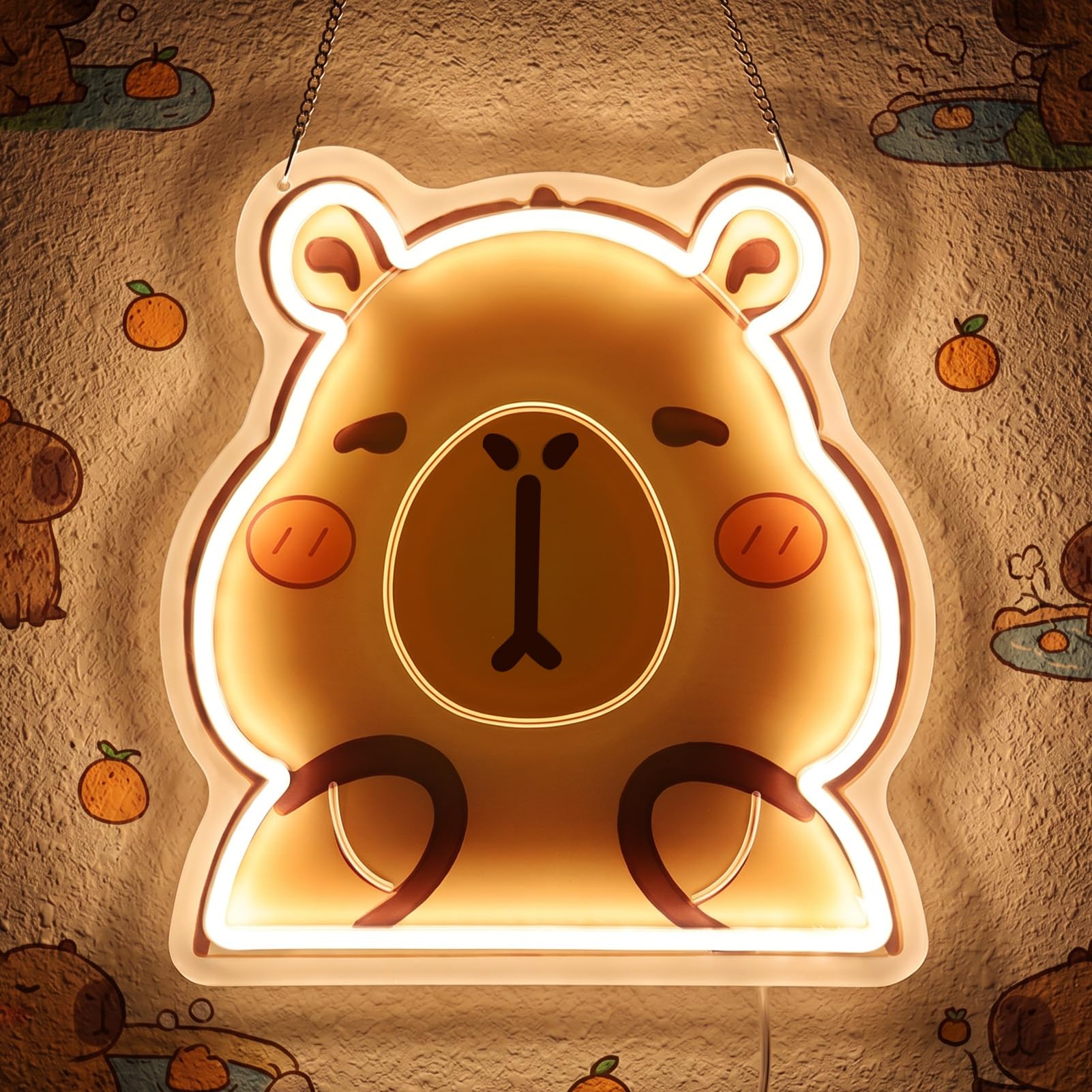 Capybara Neon Sign USB Powered Cute Capibara Animal Night Lights Wall Decor