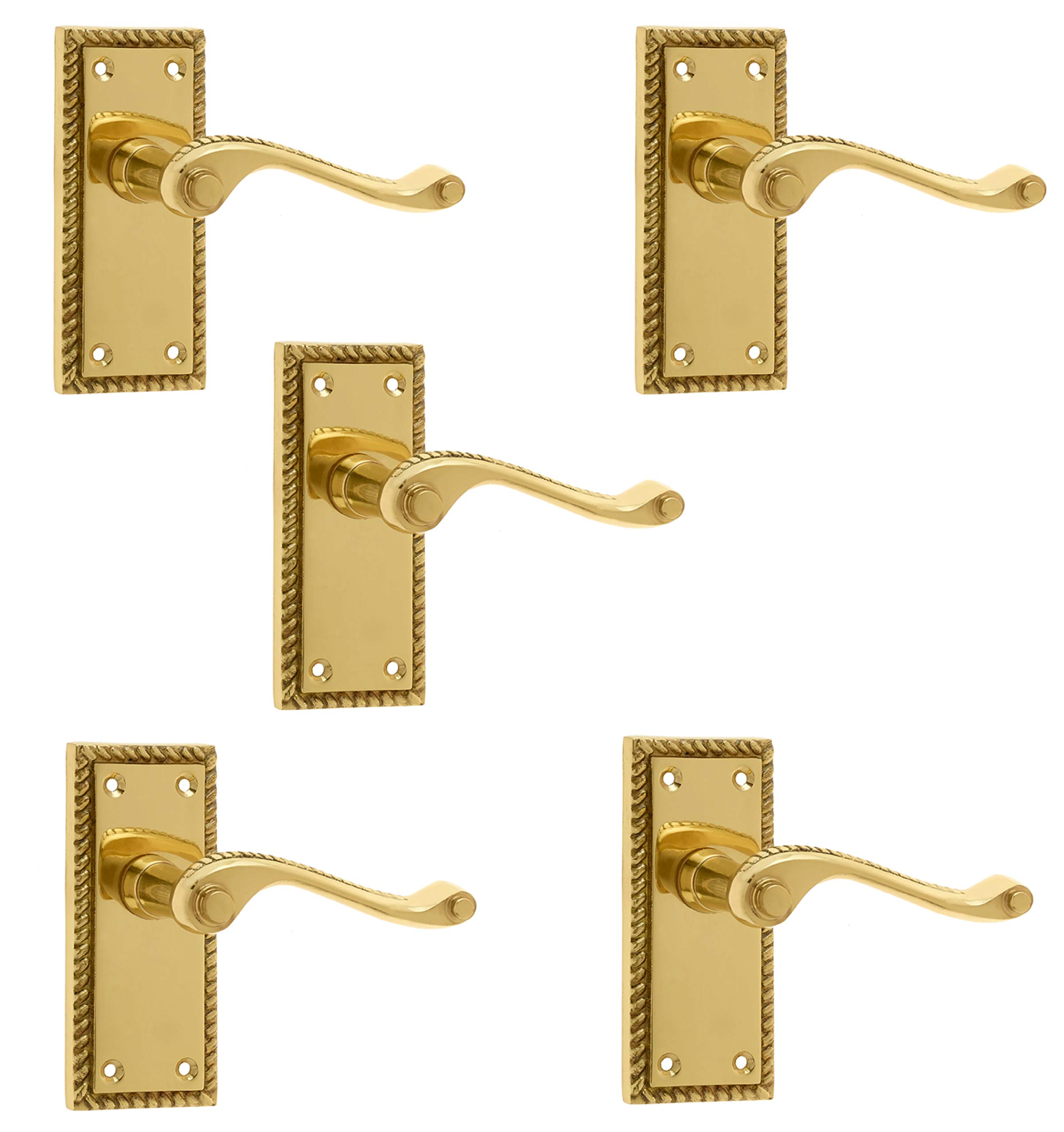 Frelan JG2 Georgian Brass Lever Latch Door Handles 112 x 48mm (5)