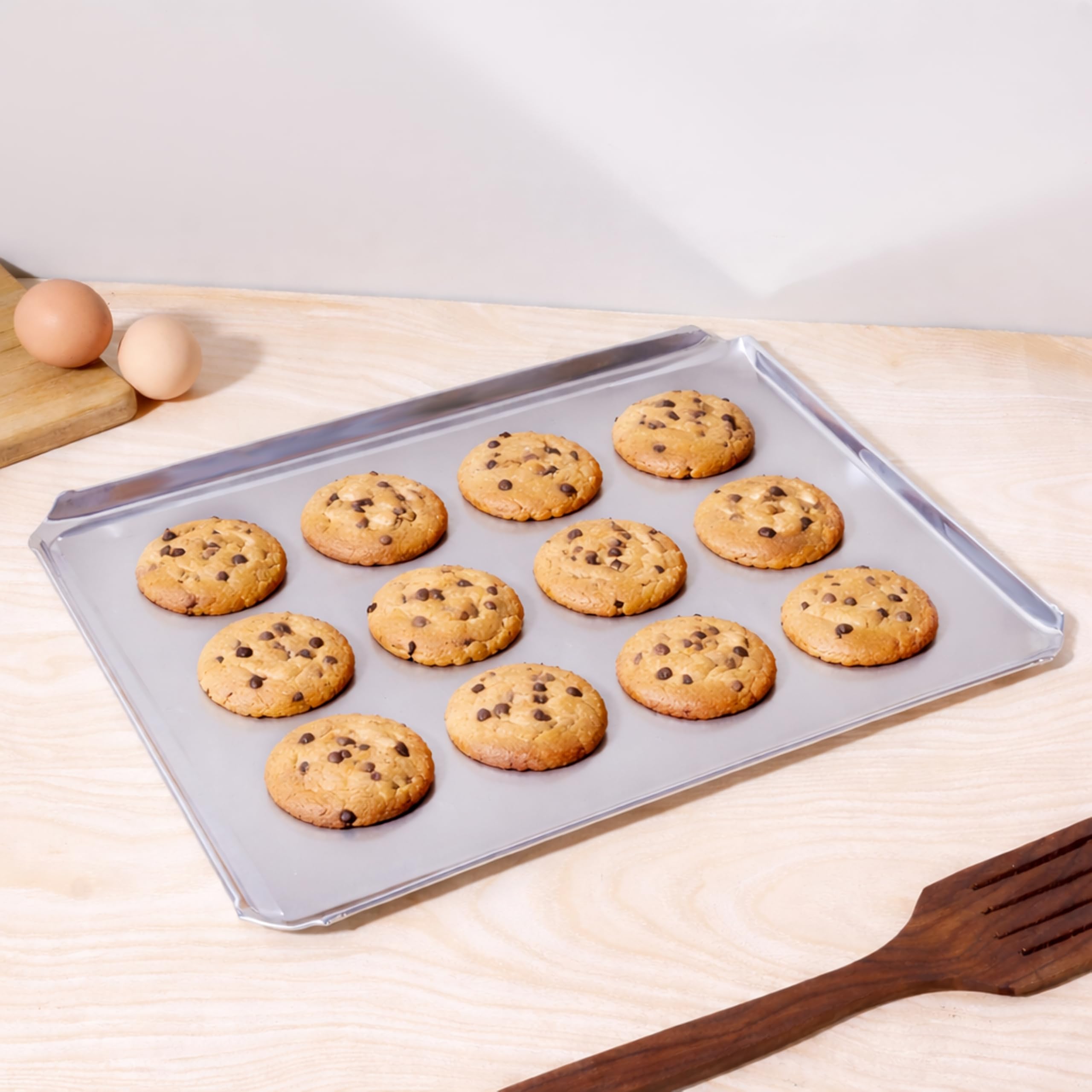 Culinex Premium Stainless Steel Rectangle Cookie Sheet Tray for Baking, 14.5 inches | Rustproof Dishwasher Bakeware for Cookies, Biscuits, Pastries & Roasting By thinKitchen-image-26