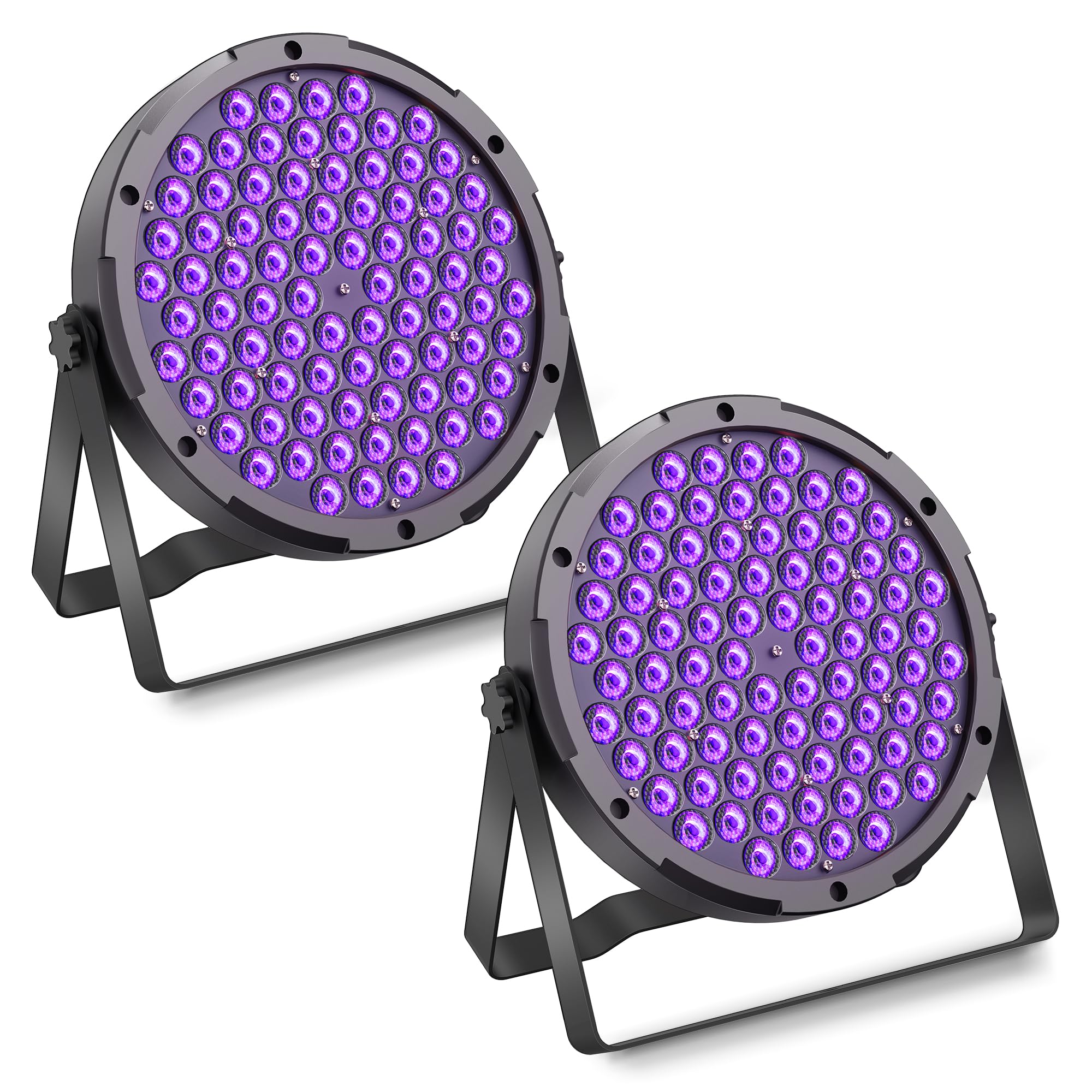 Confezione da 2 fari LED PAR (84 × 1 W RGB 3 in 1 LED, DMX512, Sound-to-Light) – 0-100% dimmerabile, angolo di diffusione 25°, illuminazione per palcoscenico per DJ, matrimoni, feste, chiesa
