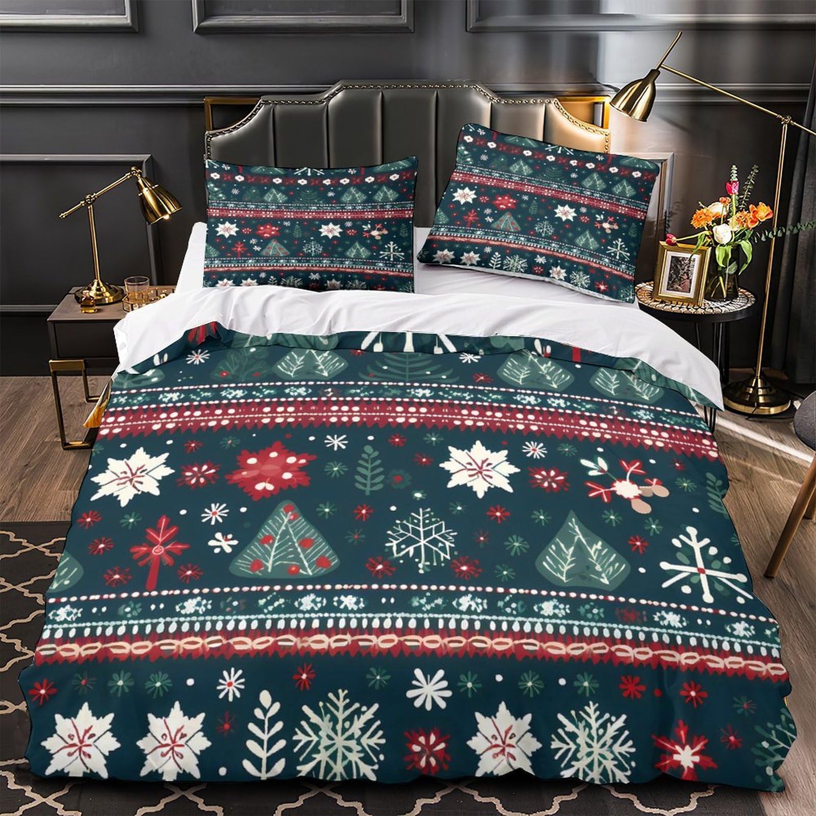Housse de couette festive 3D avec 2 taies, le cadeau idéal pour garçons et filles