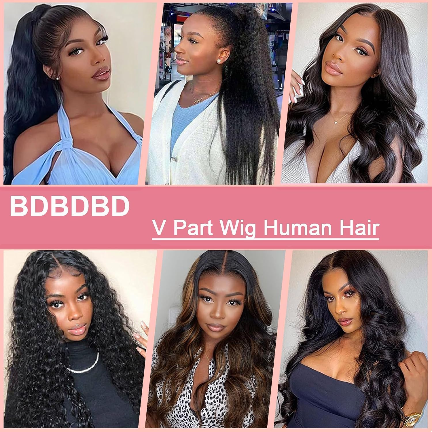 V Part Wig Human Hair Body Wave 180% Density Glueless Wigs Human Hair No Leave Out No Glue Upgrade Remy Half Wigs Human Hair For Women Beginner Friendly Natural Black(16 inch)