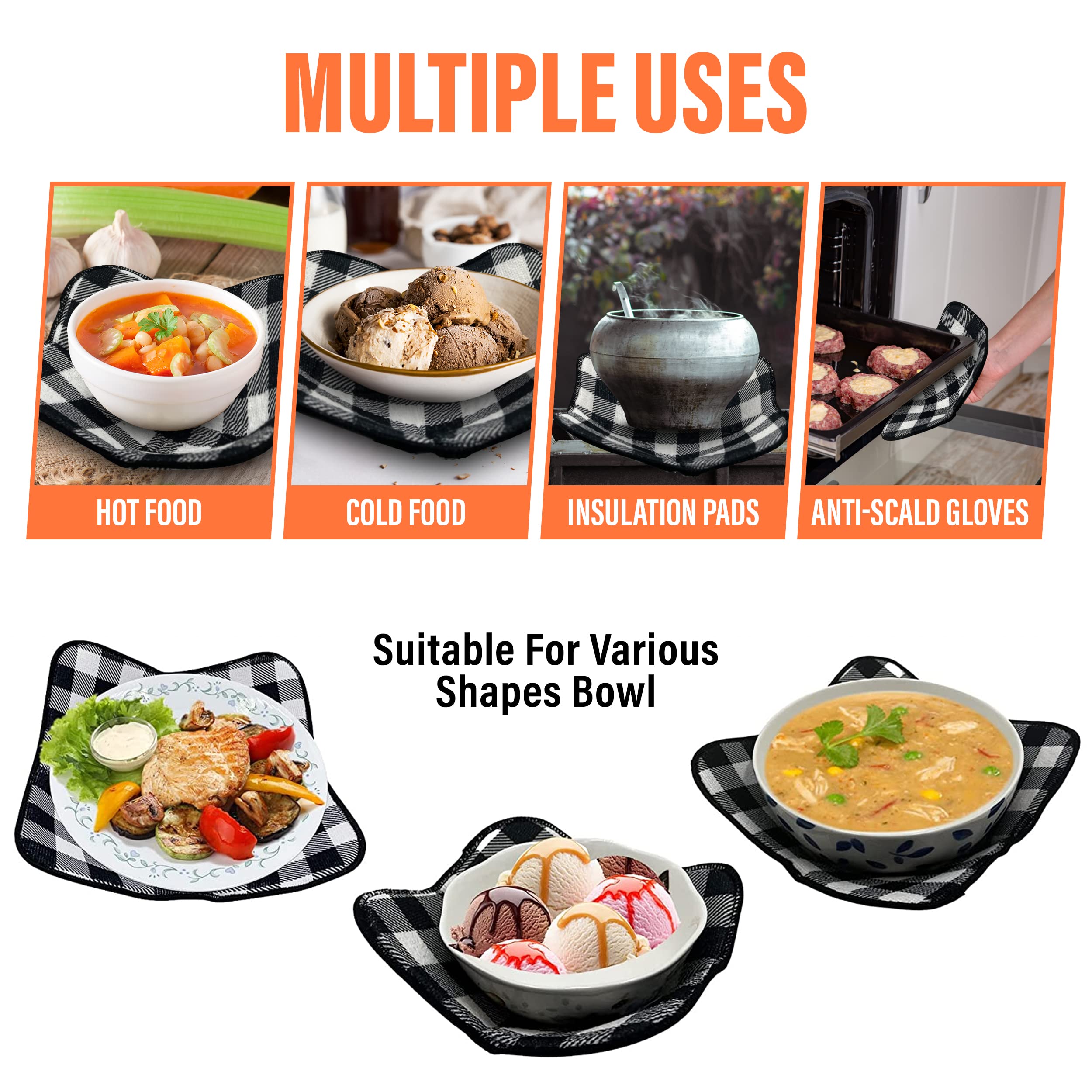 ULVEOL Set Of 2 Microwave Bowl Cloth Hot Pads With Brown Color - Multipurpose Heat Resistant Plate Holders 7"x4" Inches - Pot Holder Microwavable Bowl Cozies For Food - Ramen Soup - View #4