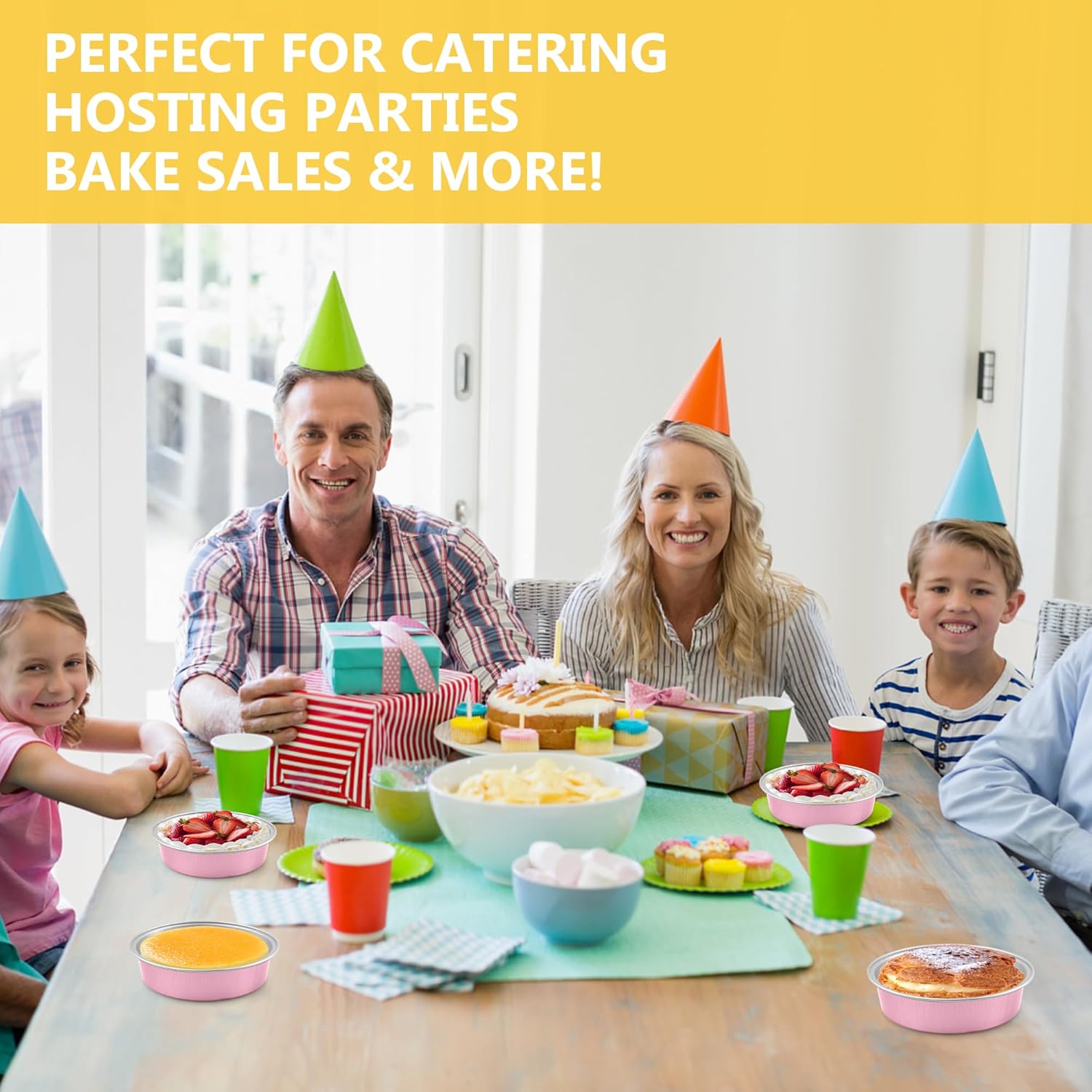 25 Pack Disposable 4 Inch Mini Pie Tins with Lids 8 Oz Golden Aluminum Pie Pan Tins for Baking Tarts, Cakes, and Quiche Ideal for Parties and Weddings-pink - Image 5