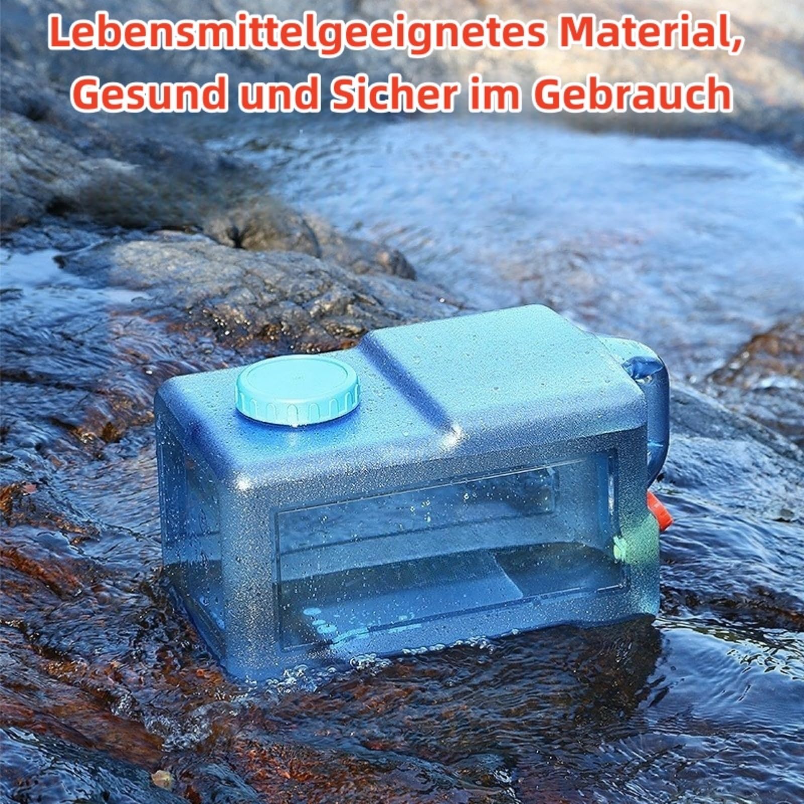 Generisch Wasserkanister Mit Hahn,Wassertank,Trinkwasserkanister mit Griff,Kanister Mit Zapfhahn Und Schraubdeckel,Wasser Kanister Für Wandern Camping Picknick Wohnwagen,Campingbox(15L)