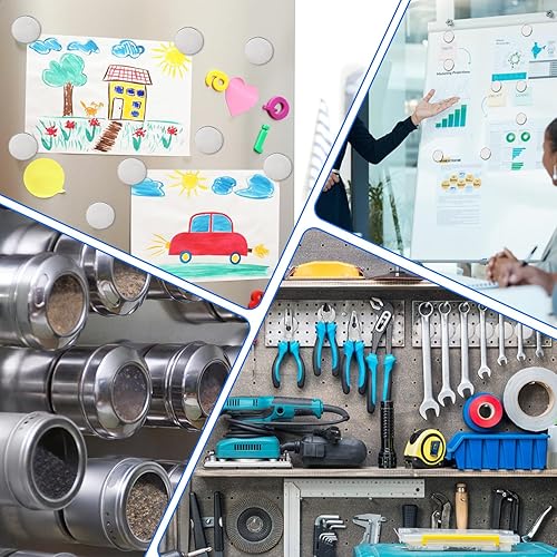 Miniatura 7 de Imanes de disco de neodimio superfuertes con adhesivo de doble cara, potentes imanes permanentes de tierras raras. Imanes para nevera, bricolaje,