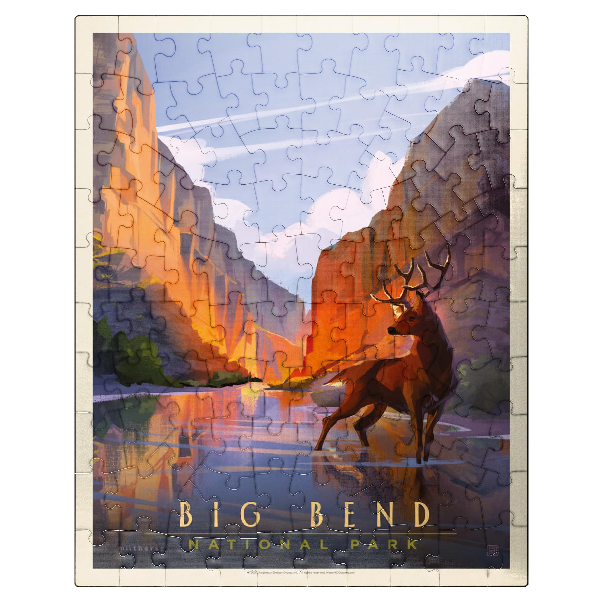 MyPuzzle Big Bend National Park: Made in The Shade, Vintage Poster - Premium 100 Piece Jigsaw Puzzle for Adults