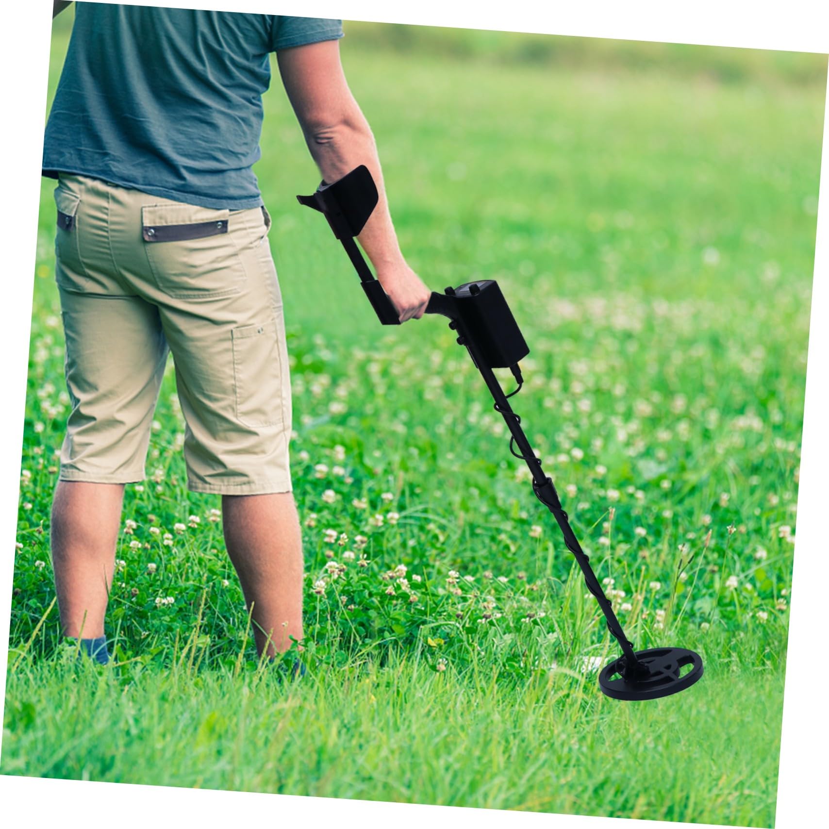ibasenice Détecteur de Métaux pour Adultes Mode de Reconnaissance, Volume Réglable Noir, Bobine Étanche sans Batterie, Plastique et Métal Extérieur