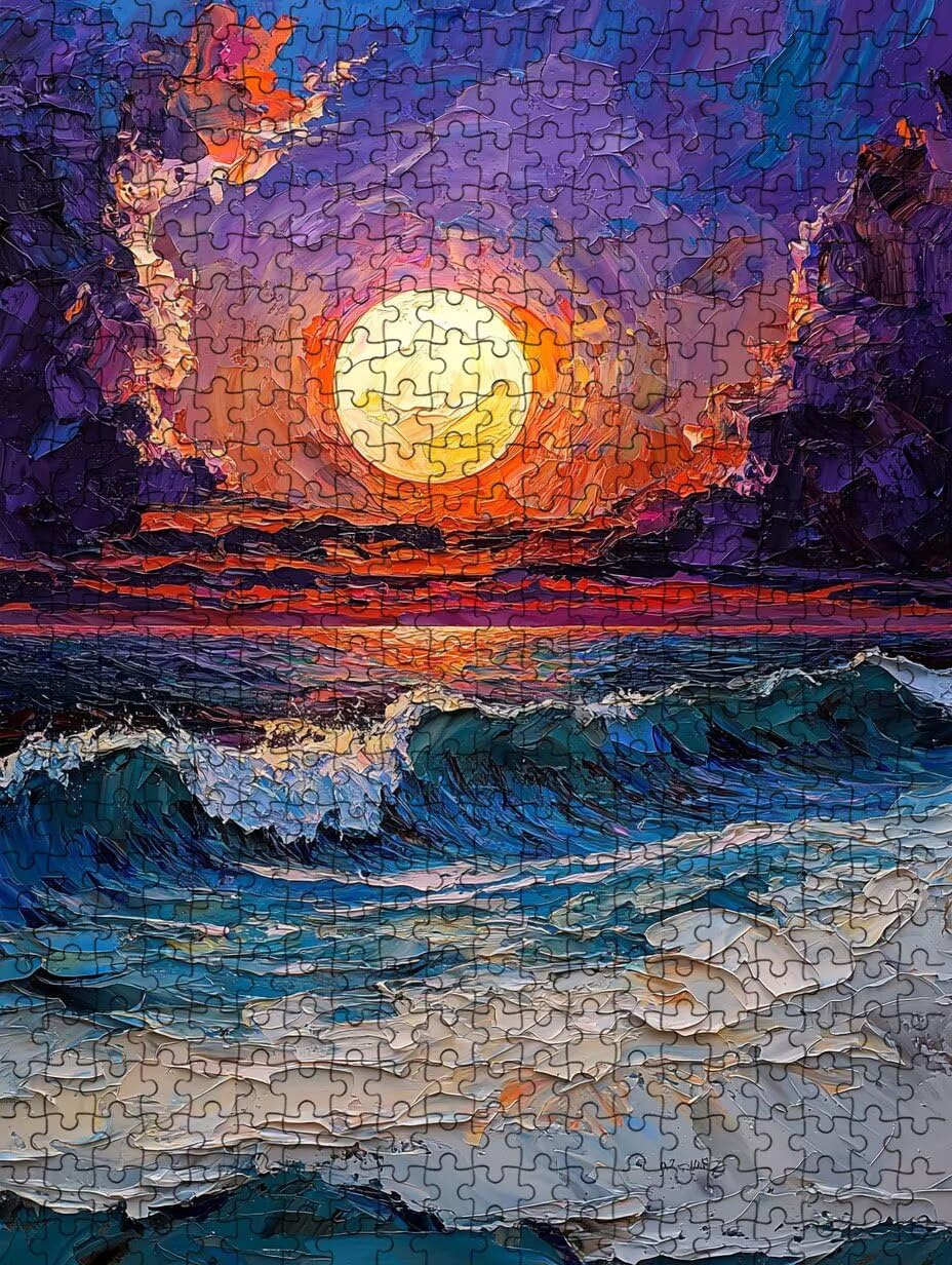 Puzzle 2000 sztuk, zachód słońca morze puzzle dla dorosłych 2000, drewniane puzzle, klasyczne gry edukacyjne, niemożliwe wyzwanie, gry i zajęcia rodzinne, prezent kreatywny DX0YL1-785