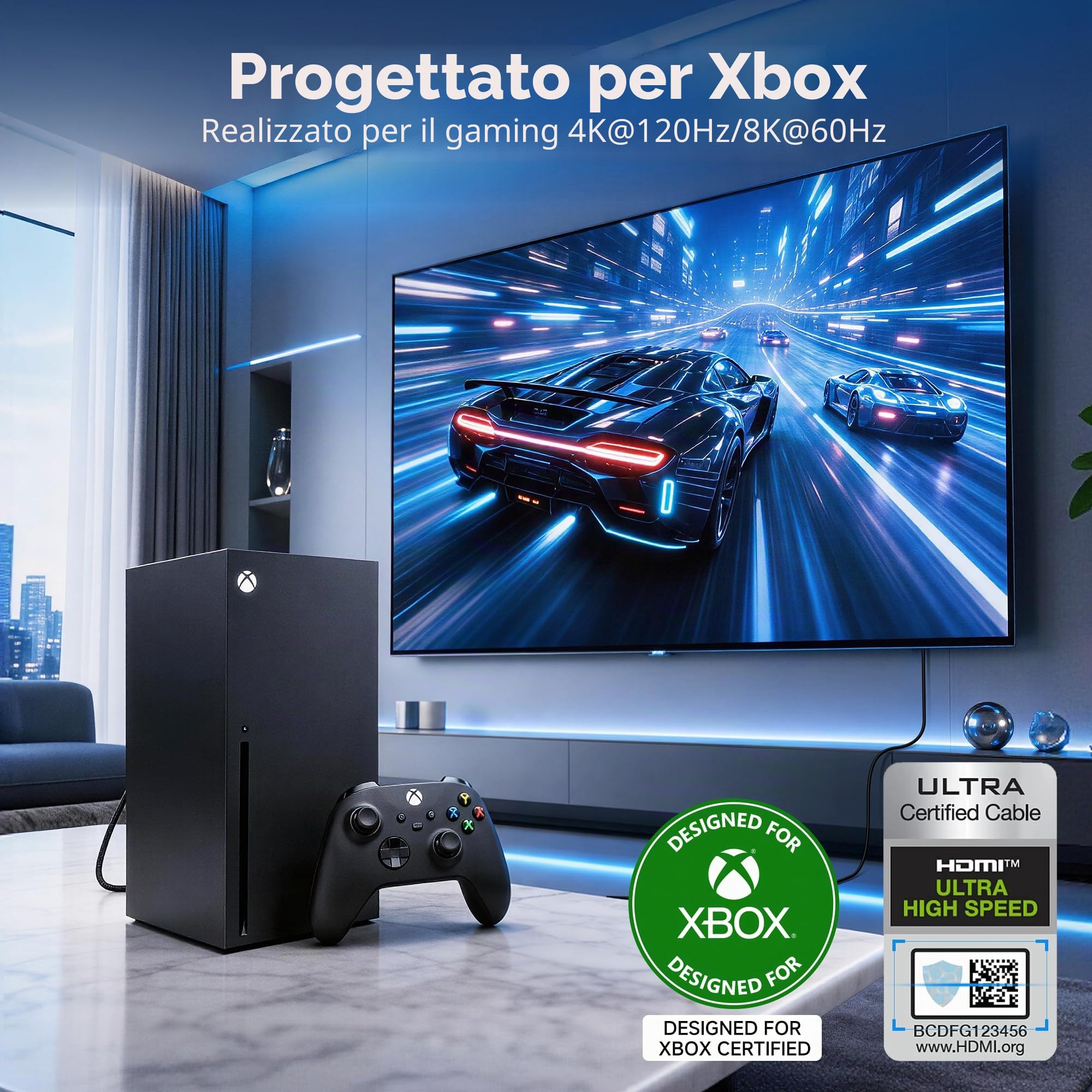 Cable Matters Cavo HDMI Attivo, 5 m, 8K | 8K@60Hz, 4K@120Hz, 8K HDMI cavo in fibra ottica, Fibra ottica HDMI 2.1, PS5, Apple TV, HDR - Per Xbox konzipiert