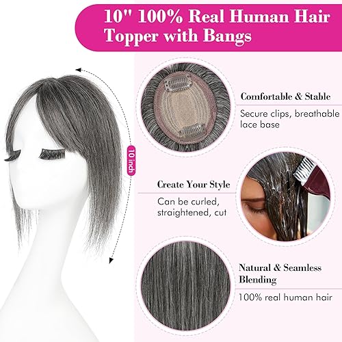 Miniatura 2 de REECHO Extensiones de cabello para mujer, 100% cabello humano real, mejoradas para mujeres con flequillo, densidad del 150%, hechas a mano, base de