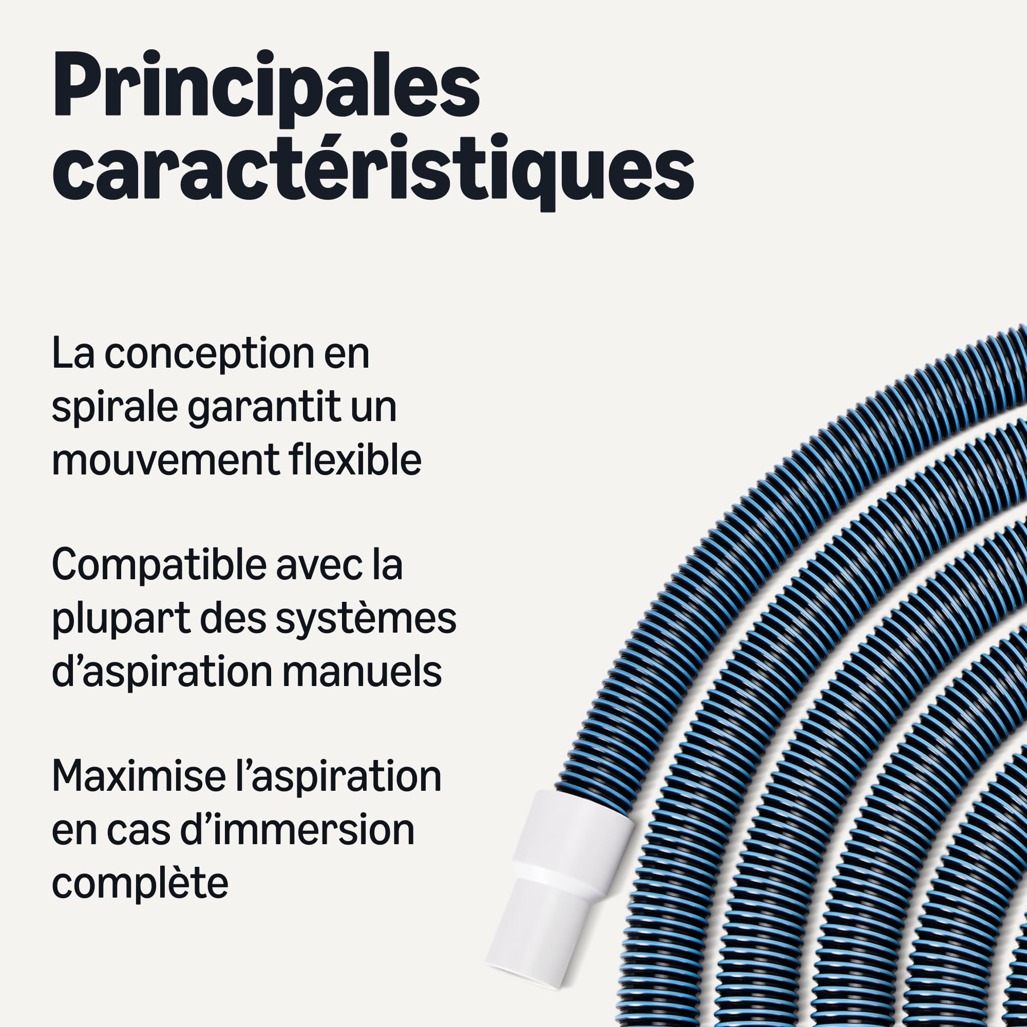 Amazon Basics Tuyau de Piscine, 9.14 m, Bleu, Noir, Blanc