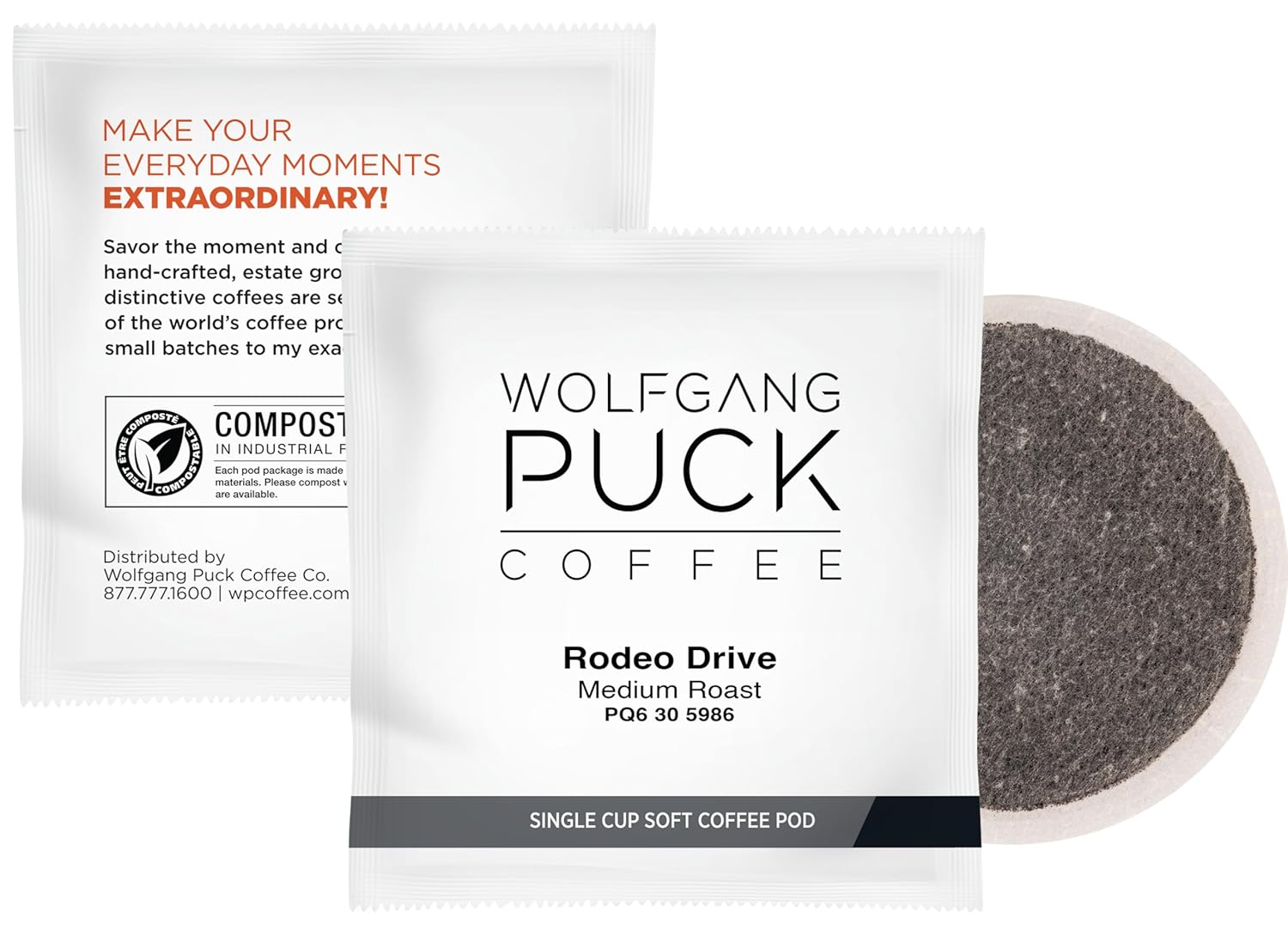 Wolfgang Puck Coffee, Rodeo Drive, 9.5 Gram Soft Pods, 18 Count (Pack of 6)