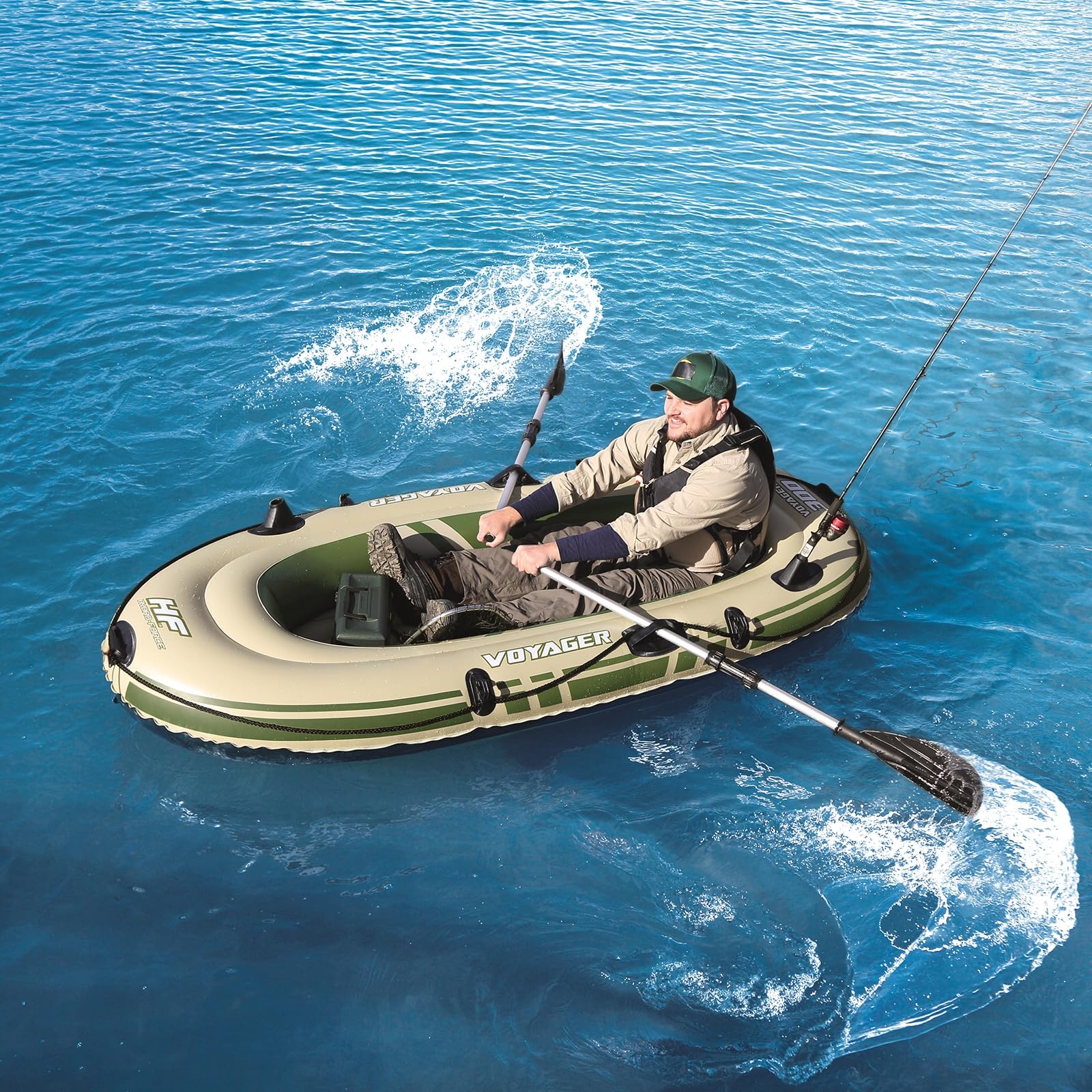 Bestway Hydro-Force Voyager 300 Set, Schlauchboot für Zwei Personen 65051-19 Mehrfarbig 335 x 335 cm