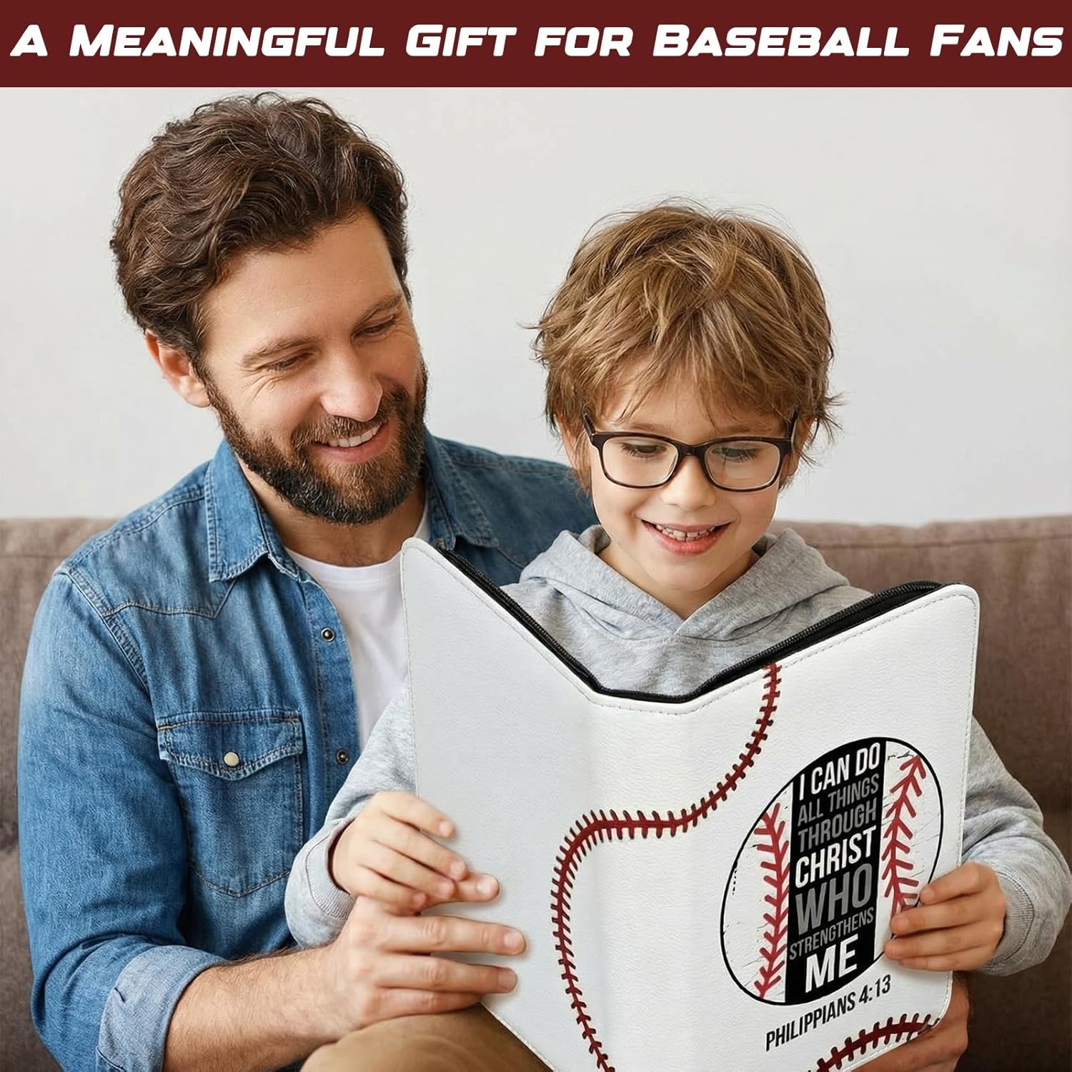 Mifoci Baseball Card Binder 9-pocket, 1080 Pockets with Christian Bible Verses Baseball Trading Cards Album Organizer Waterproof Collectible Sports Cards Storage Holder Gifts for Baseball-loving Fans
