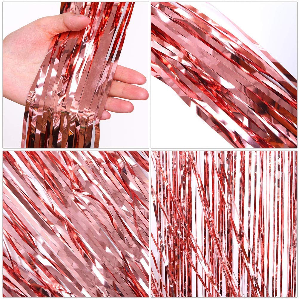 Rideaux à Franges Métalliques BDSHUNBF - Lot De 3 Pour Fête | Brillant Or Champagne | Décoration Anniversaire, Mariage, Noël