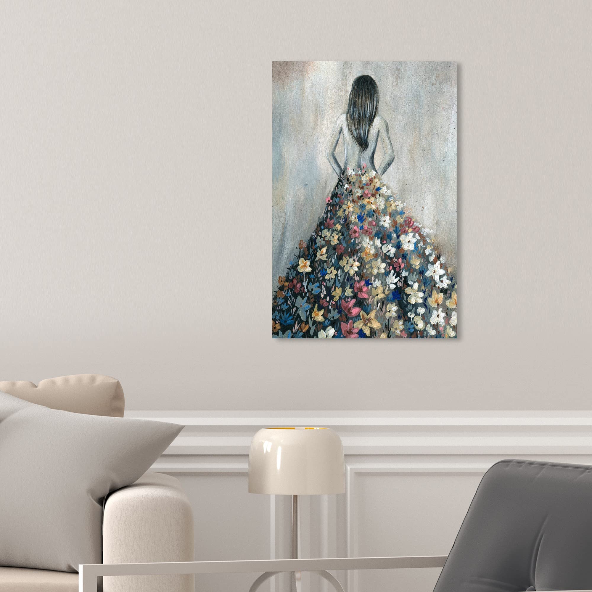 Amazon.com: Oliver Gal Girl with Flower Thoughts Canvas Print Wall